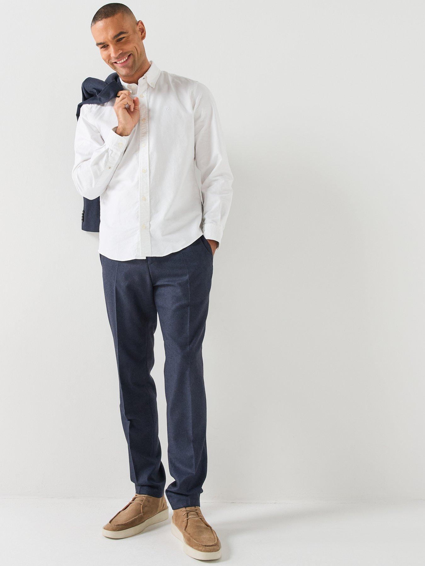 Image 3 of 6 of BOSS Mens H-Liam Regular Fit Button-Down Cotton Shirt - White