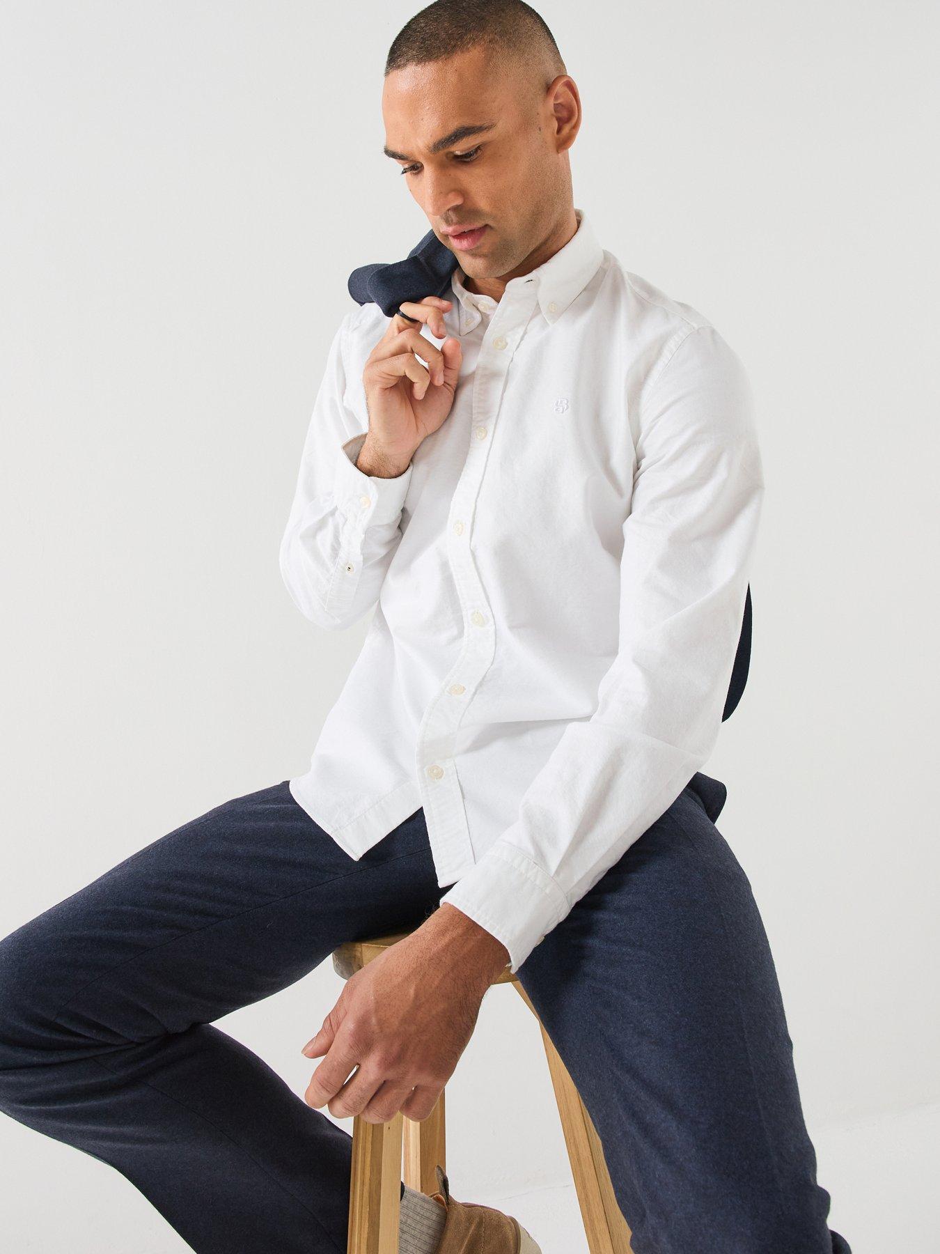 Image 4 of 6 of BOSS Mens H-Liam Regular Fit Button-Down Cotton Shirt - White