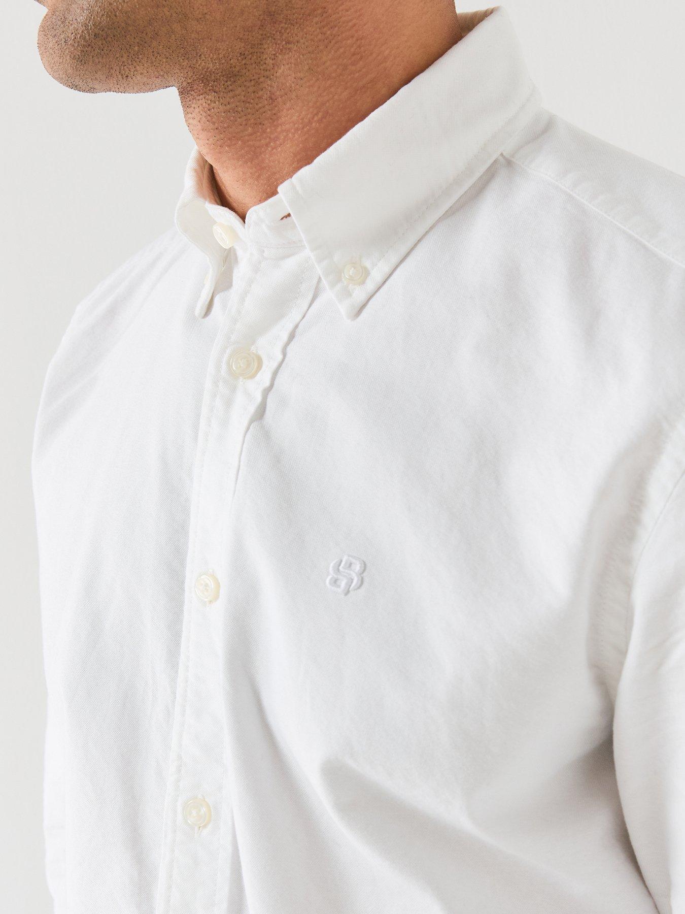 Image 5 of 6 of BOSS Mens H-Liam Regular Fit Button-Down Cotton Shirt - White