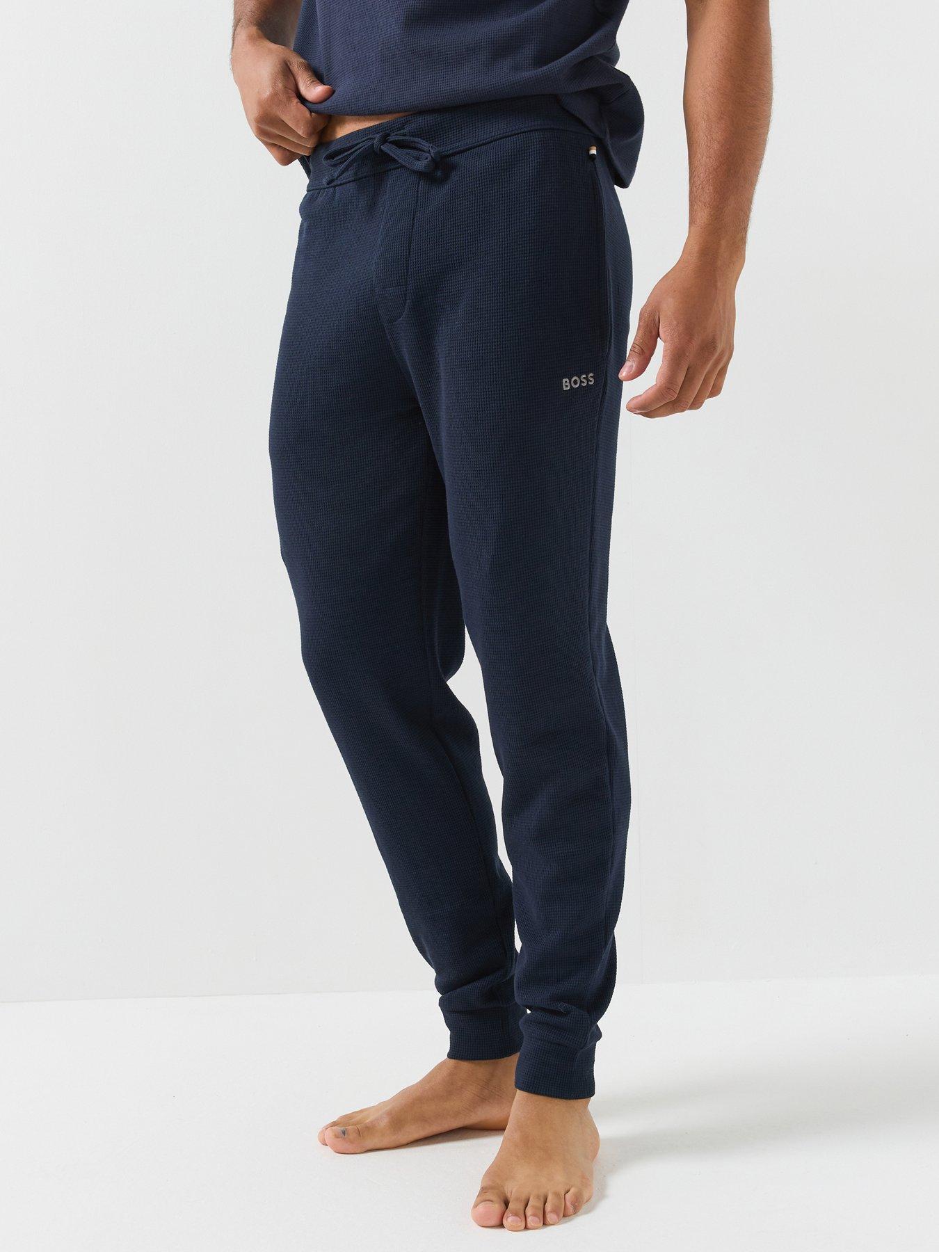 BOSS Waffle Cuffed Loungewear Pants - Navy
