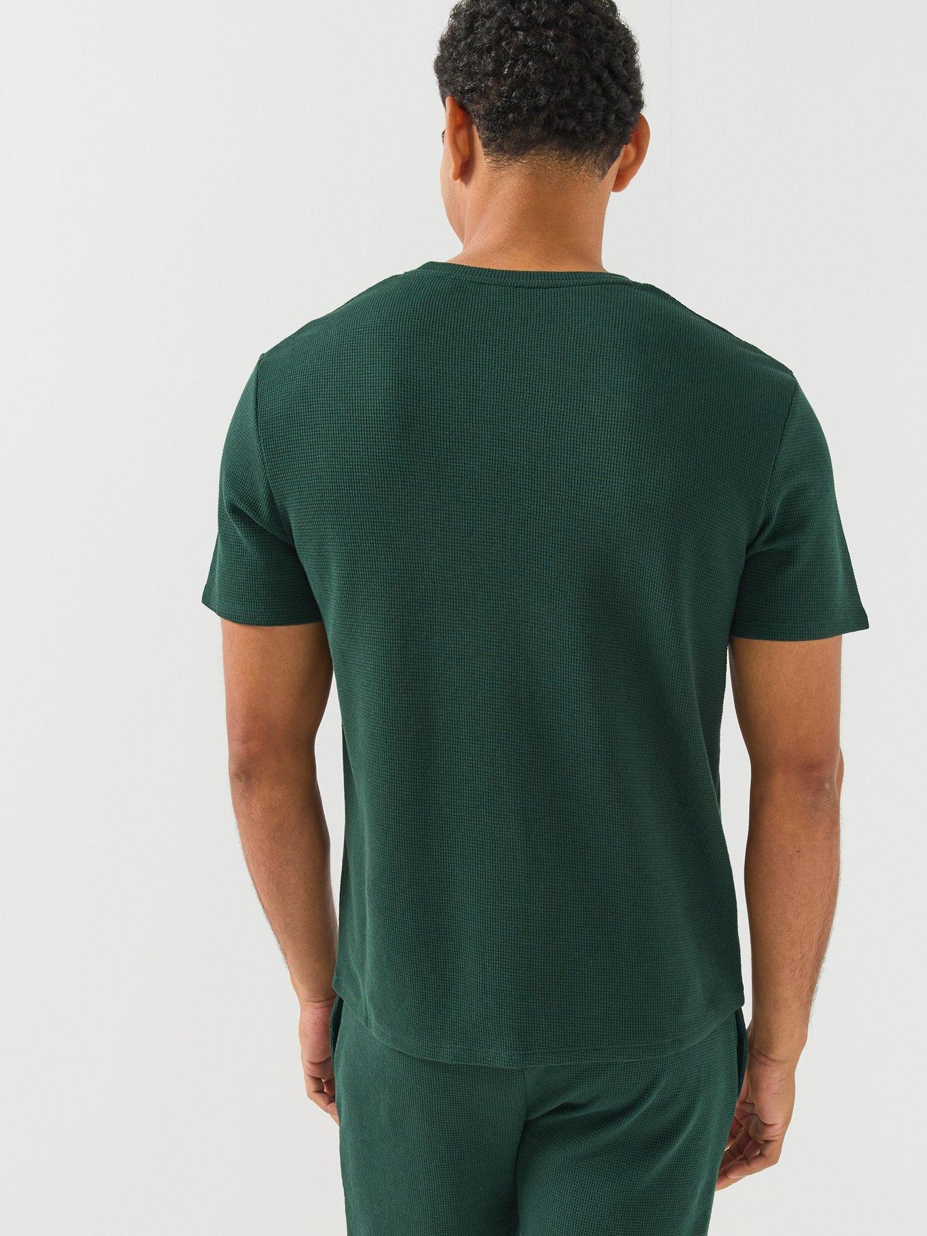 Image 2 of 6 of BOSS Regular Fit Waffle Loungewear T-shirt - Dark Green