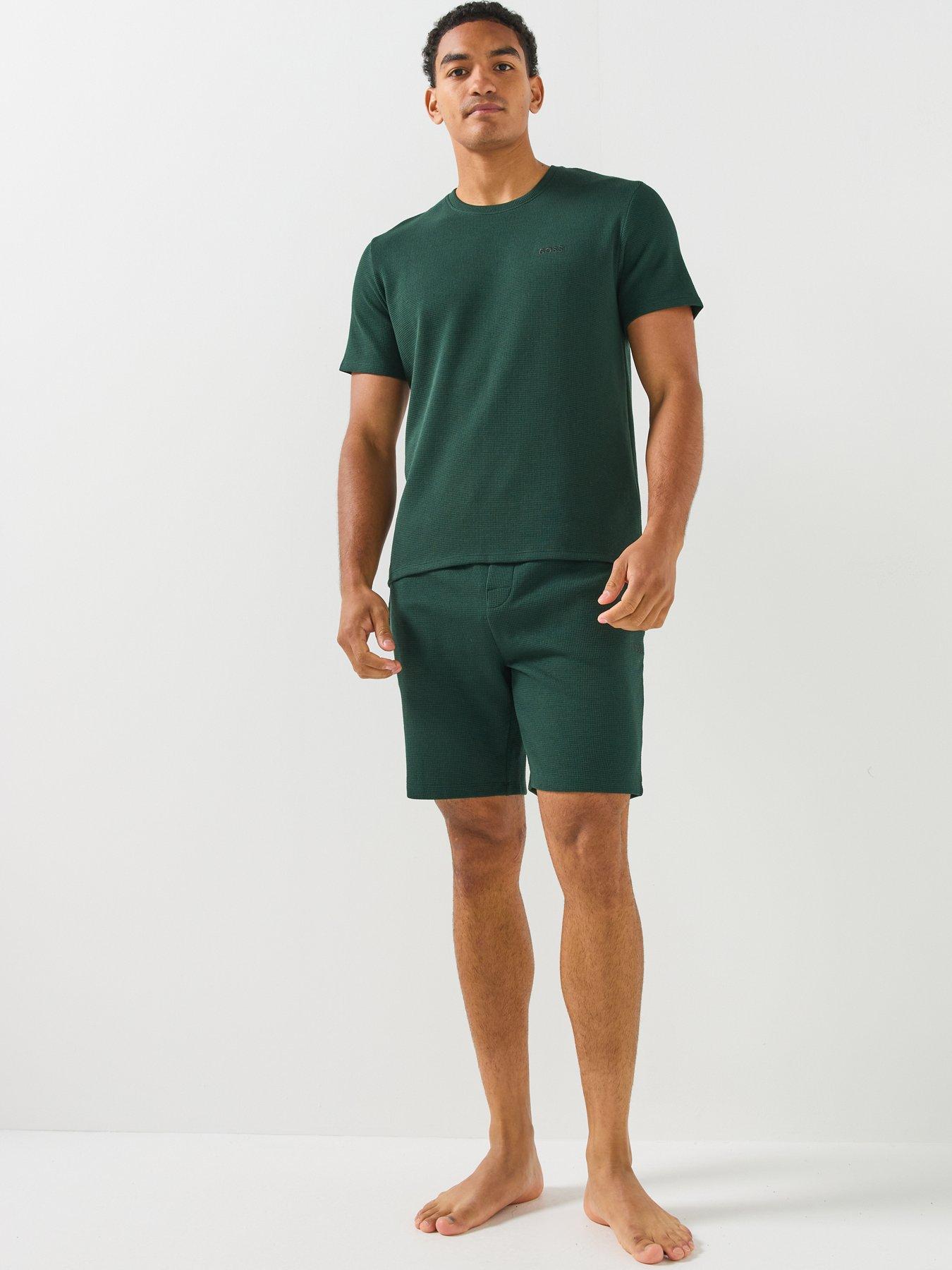 Image 3 of 6 of BOSS Regular Fit Waffle Loungewear T-shirt - Dark Green