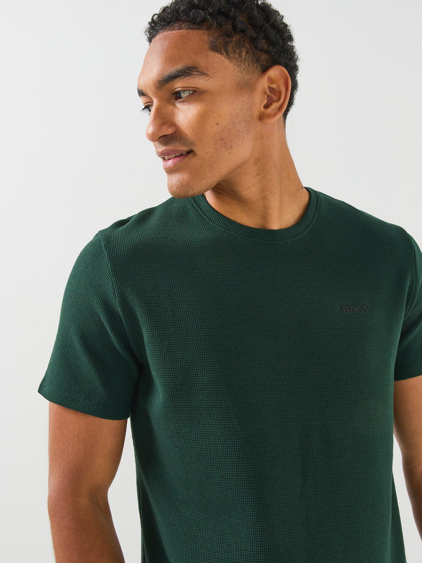 Image 5 of 6 of BOSS Regular Fit Waffle Loungewear T-shirt - Dark Green