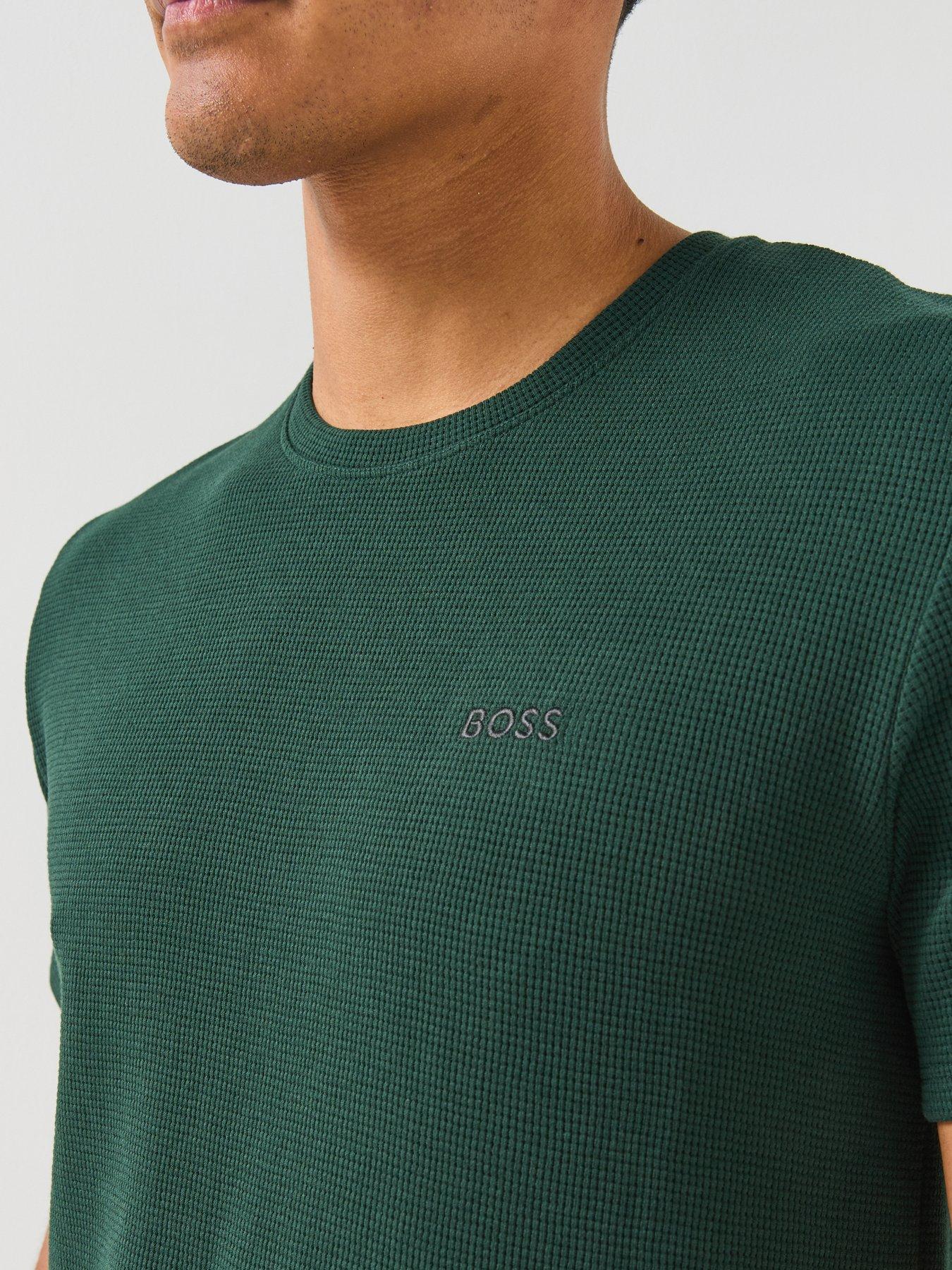 Image 6 of 6 of BOSS Regular Fit Waffle Loungewear T-shirt - Dark Green