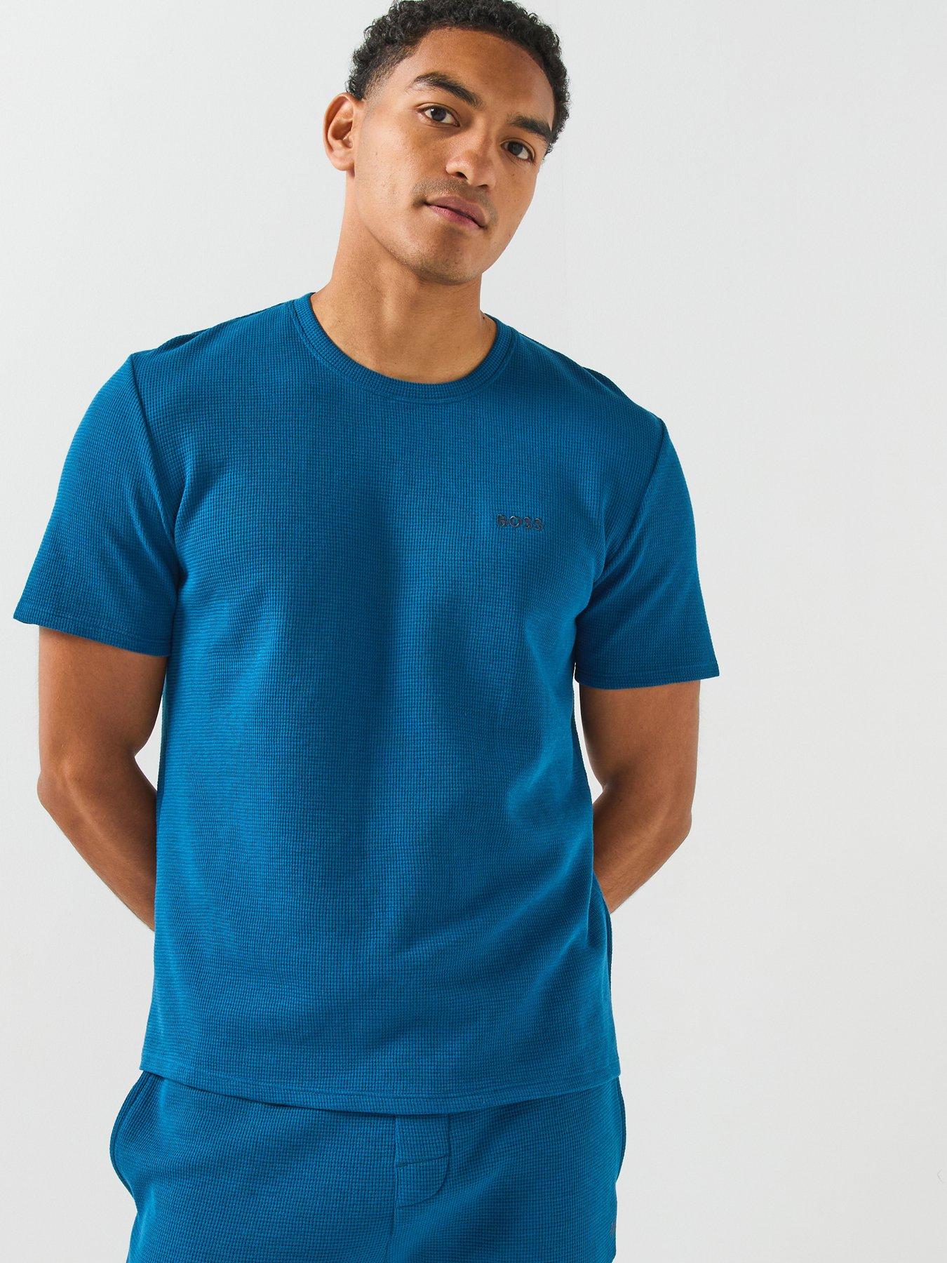 BOSS Regular Fit Waffle Loungewear T-shirt - Blue