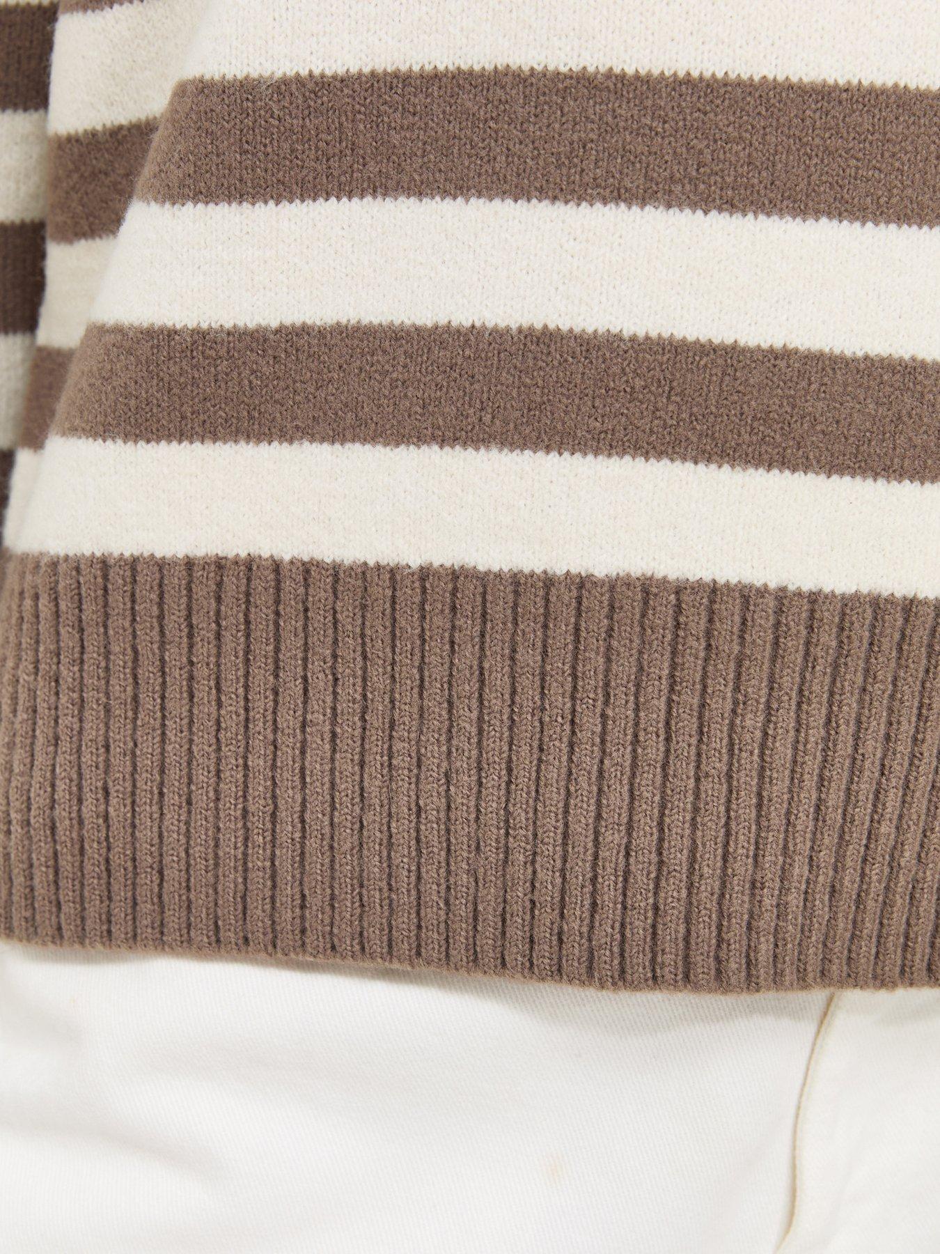 Image 6 of 6 of New Look Knitted Narrow Stripe Jumper - Brown