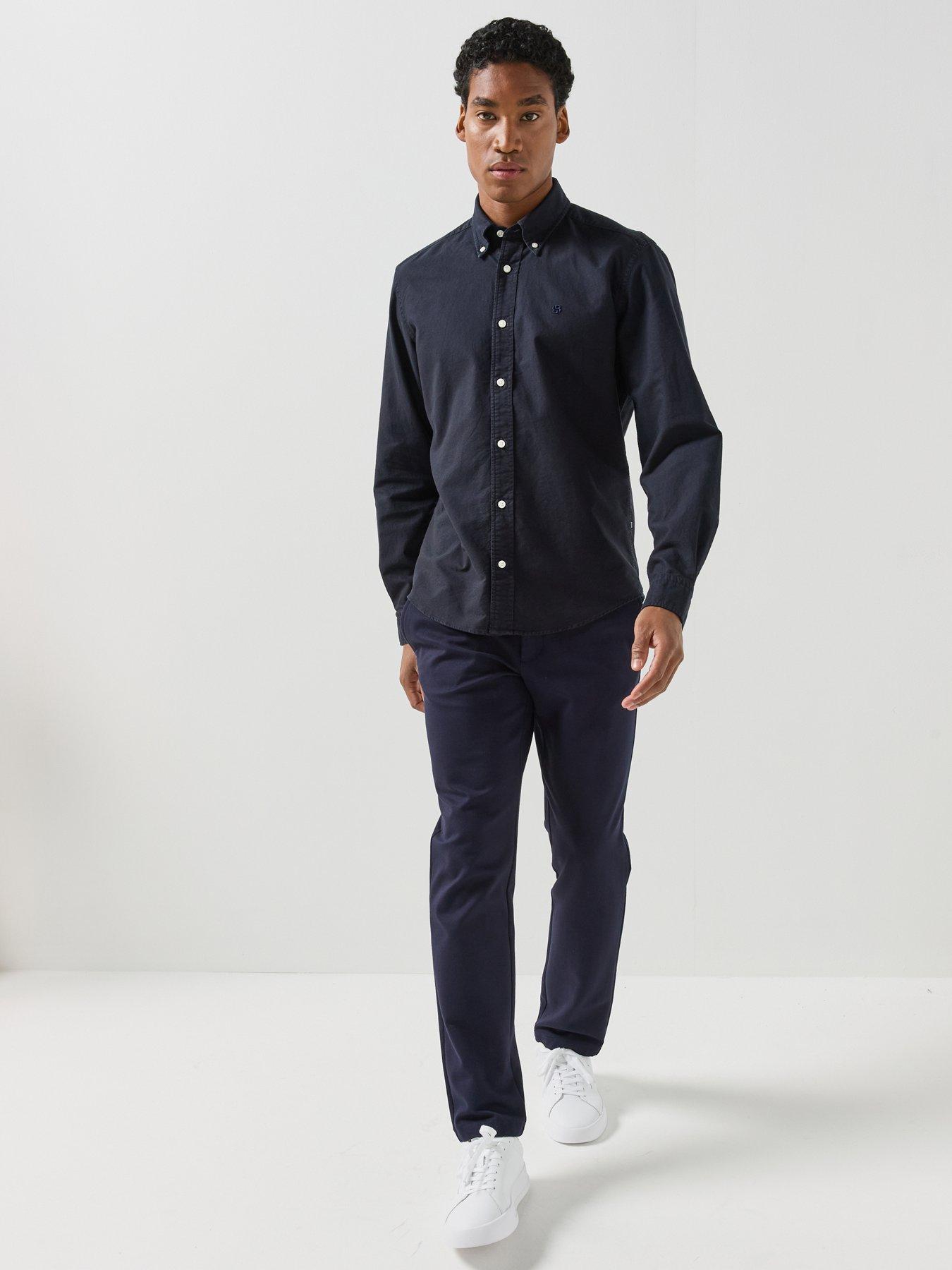 Image 3 of 6 of BOSS Mens H-Liam Button-Down Regular Fit Shirt - Navy