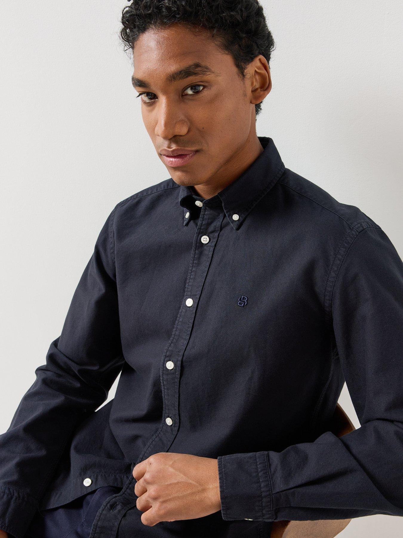 Image 5 of 6 of BOSS Mens H-Liam Button-Down Regular Fit Shirt - Navy