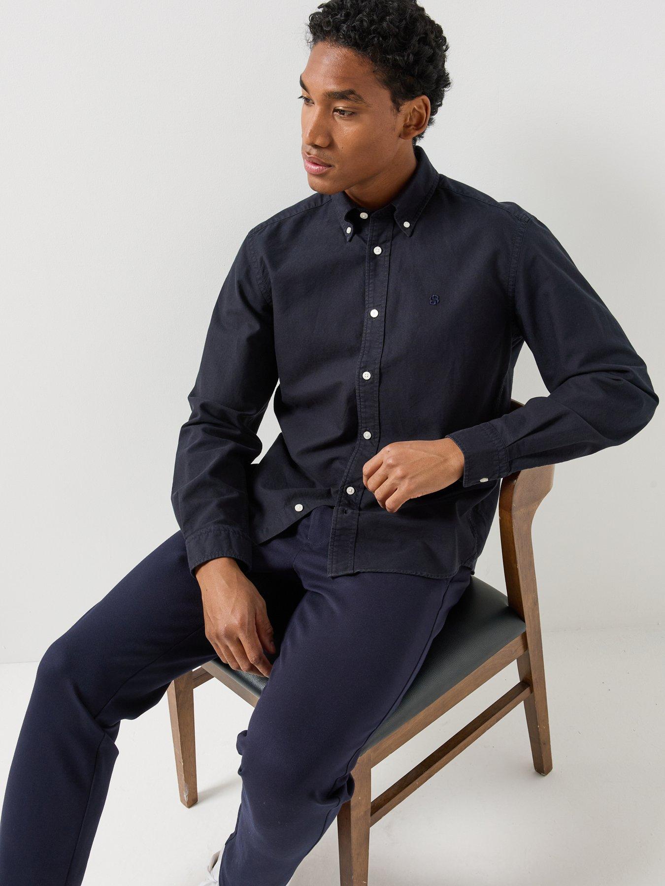 Image 6 of 6 of BOSS Mens H-Liam Button-Down Regular Fit Shirt - Navy