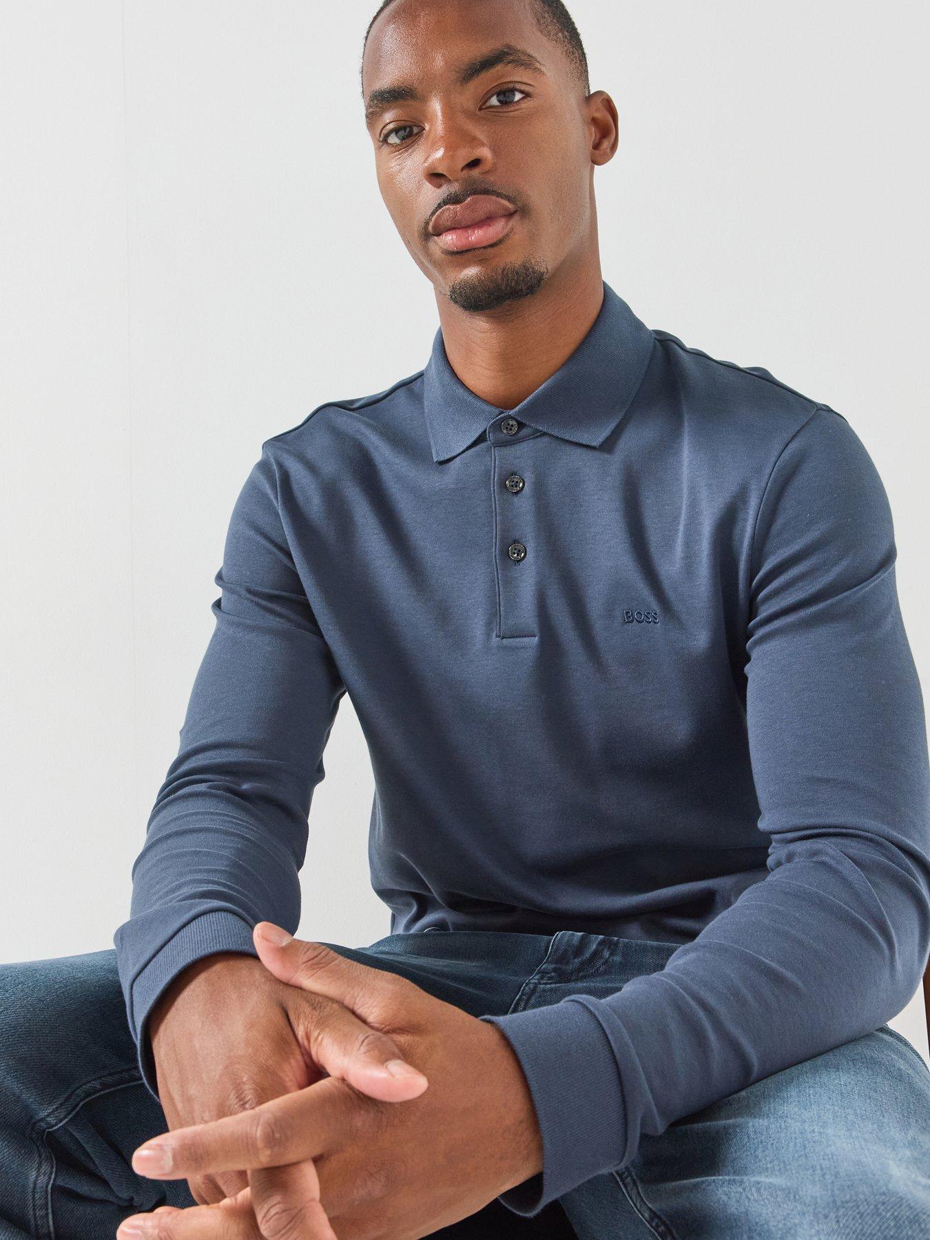 Image 1 of 6 of BOSS Boss Pado 30 Longsleeve Polo Shirt - Blue