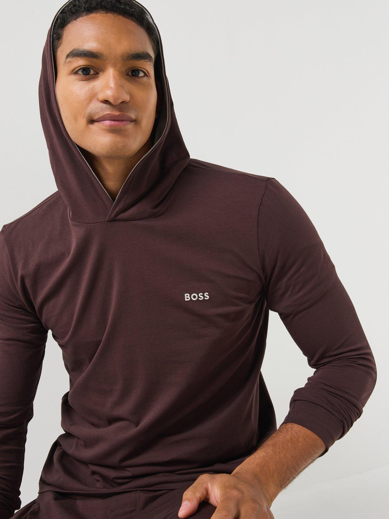 Image 1 of 6 of BOSS Bodywear Mix &amp; Match Lounge Overhead Hoodie - Brown