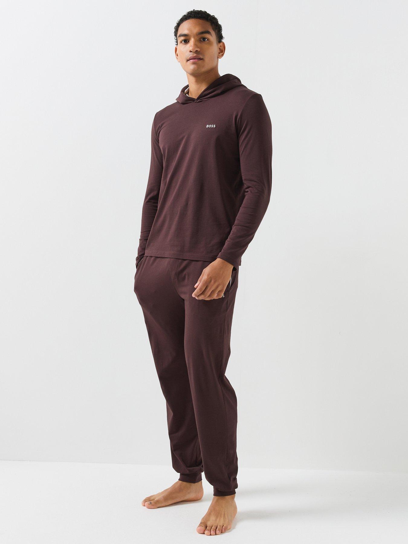 Image 3 of 6 of BOSS Bodywear Mix &amp; Match Lounge Overhead Hoodie - Brown