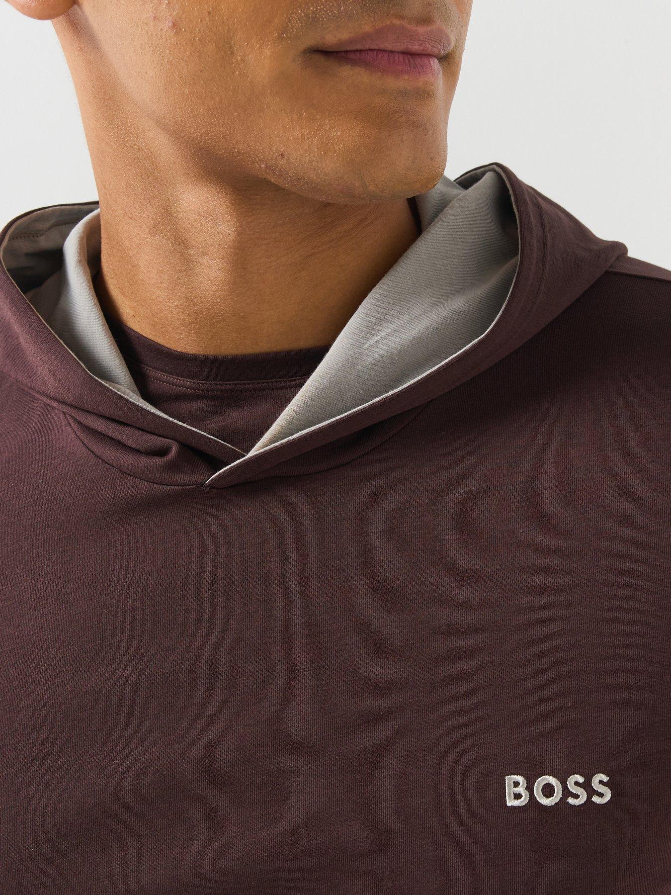 Image 4 of 6 of BOSS Bodywear Mix &amp; Match Lounge Overhead Hoodie - Brown