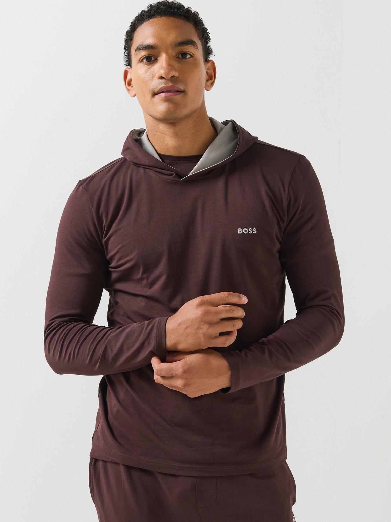 Image 5 of 6 of BOSS Bodywear Mix &amp; Match Lounge Overhead Hoodie - Brown