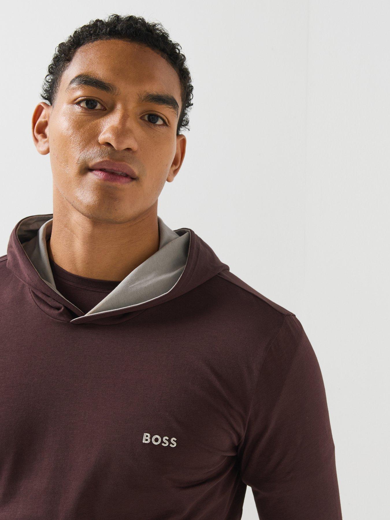 Image 6 of 6 of BOSS Bodywear Mix &amp; Match Lounge Overhead Hoodie - Brown