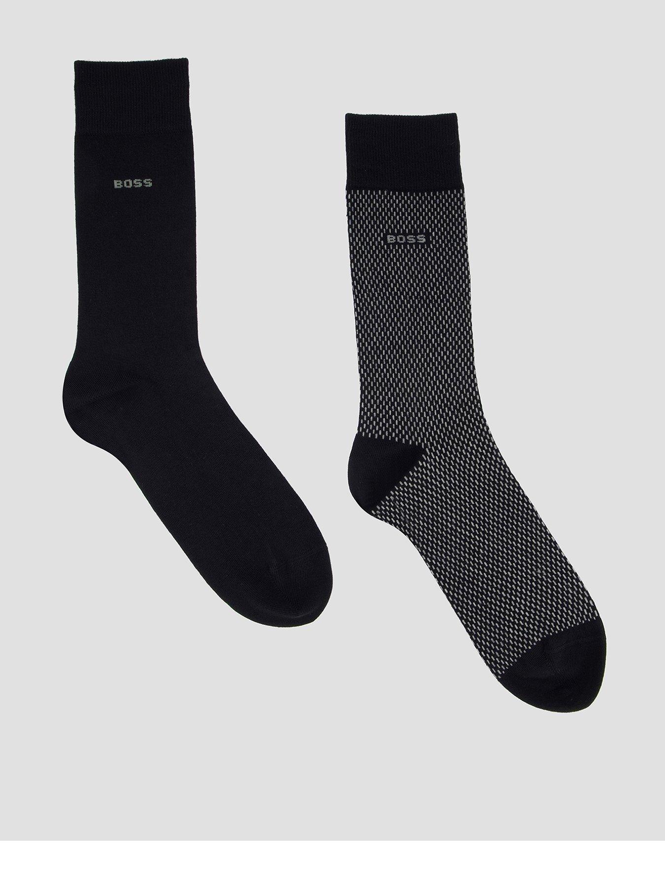 BOSS Boss 2 Pack Minipattern Crew Socks - Black