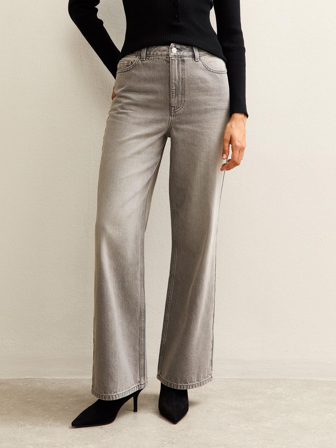 New Look Adalae High Waisted Wide Leg Jeans - Grey