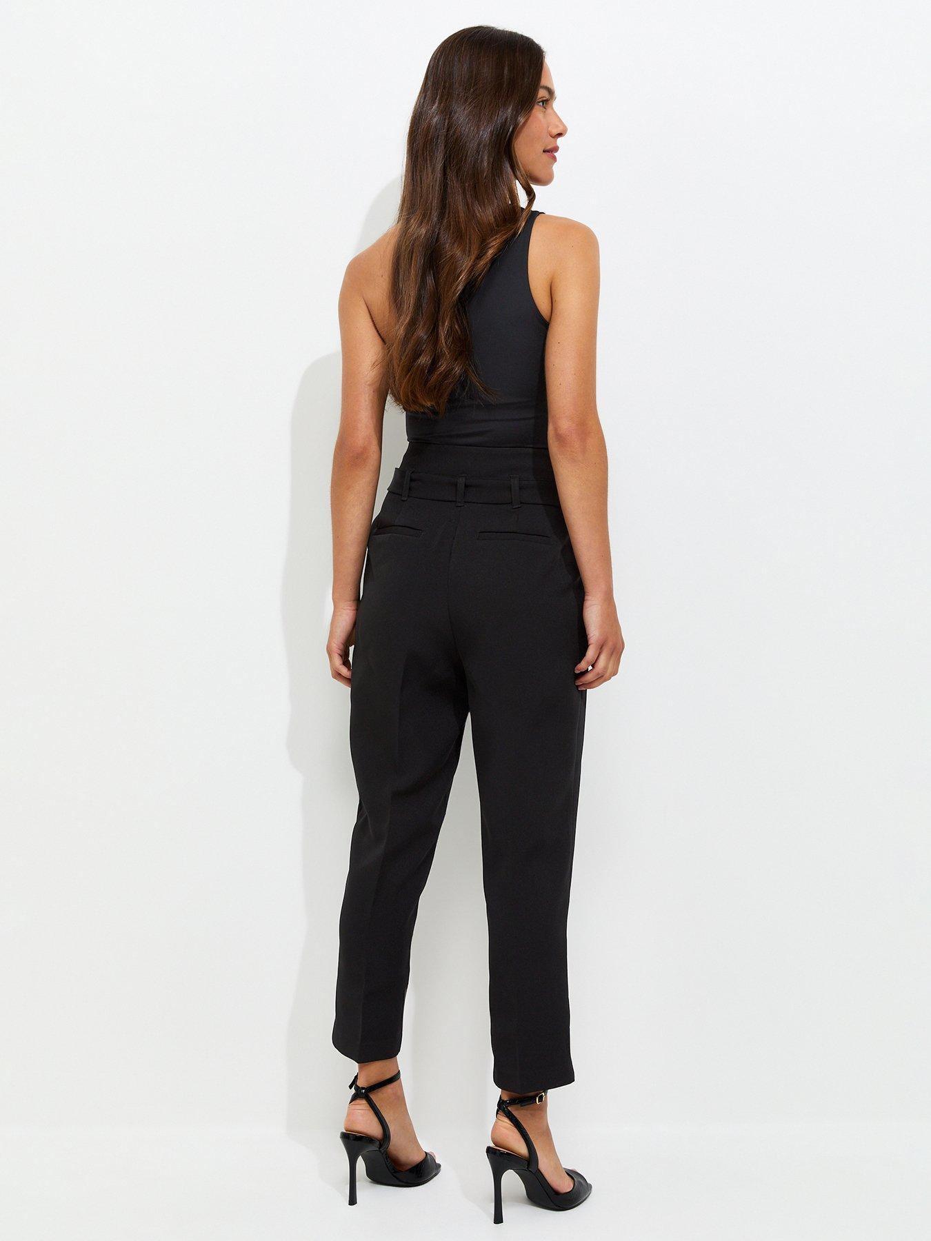 Image 2 of 5 of New Look Petite Woven Paperbag Waist Trousers - Black