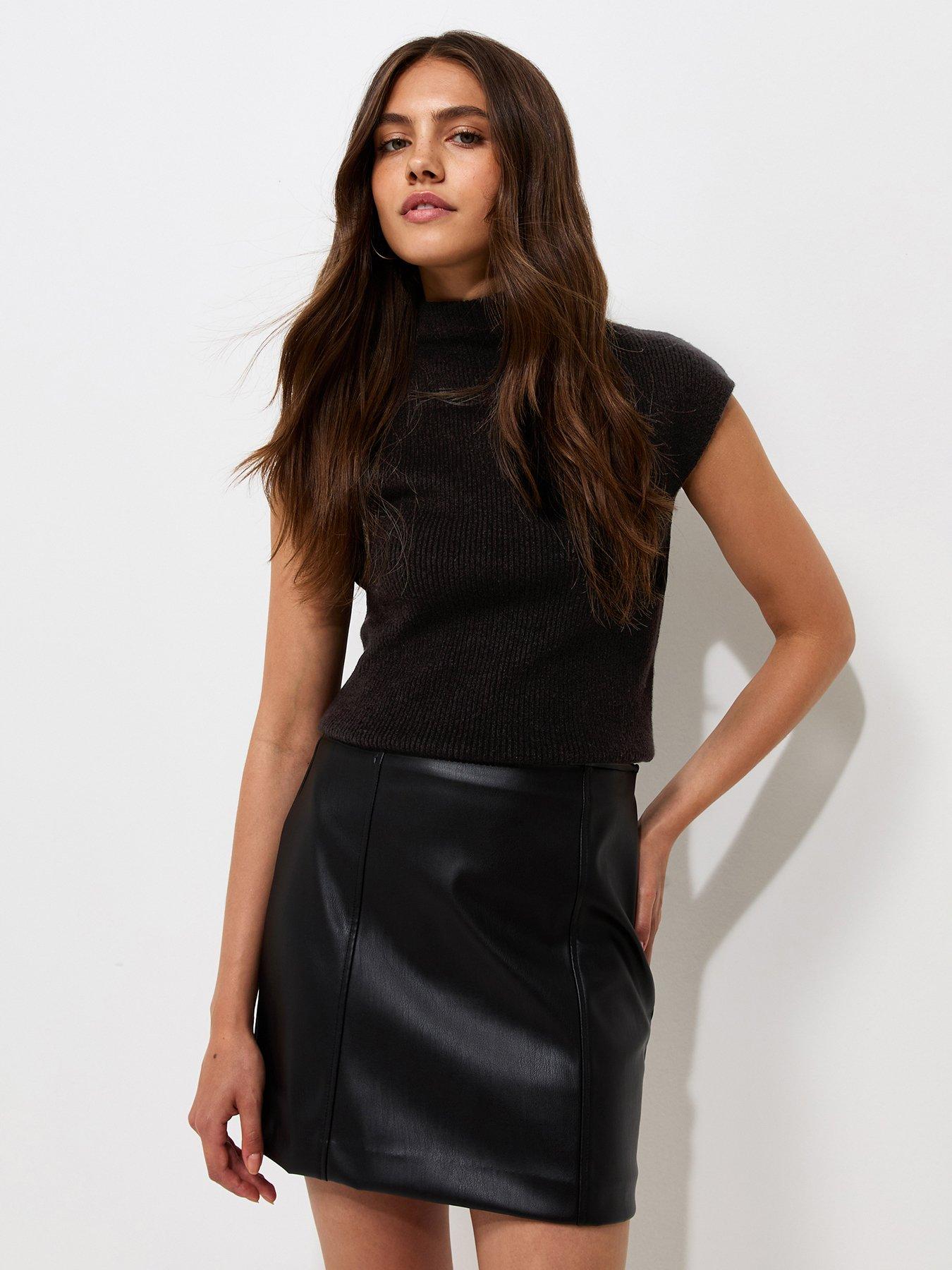 New Look Faux Leather Mini Skirt - Black