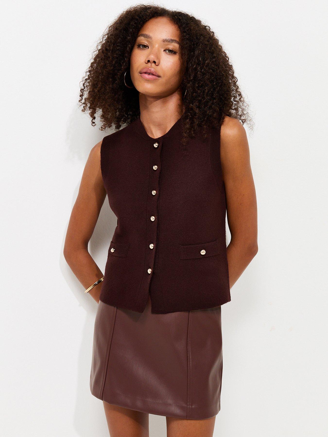 New Look Faux Leather Mini Skirt - Brown