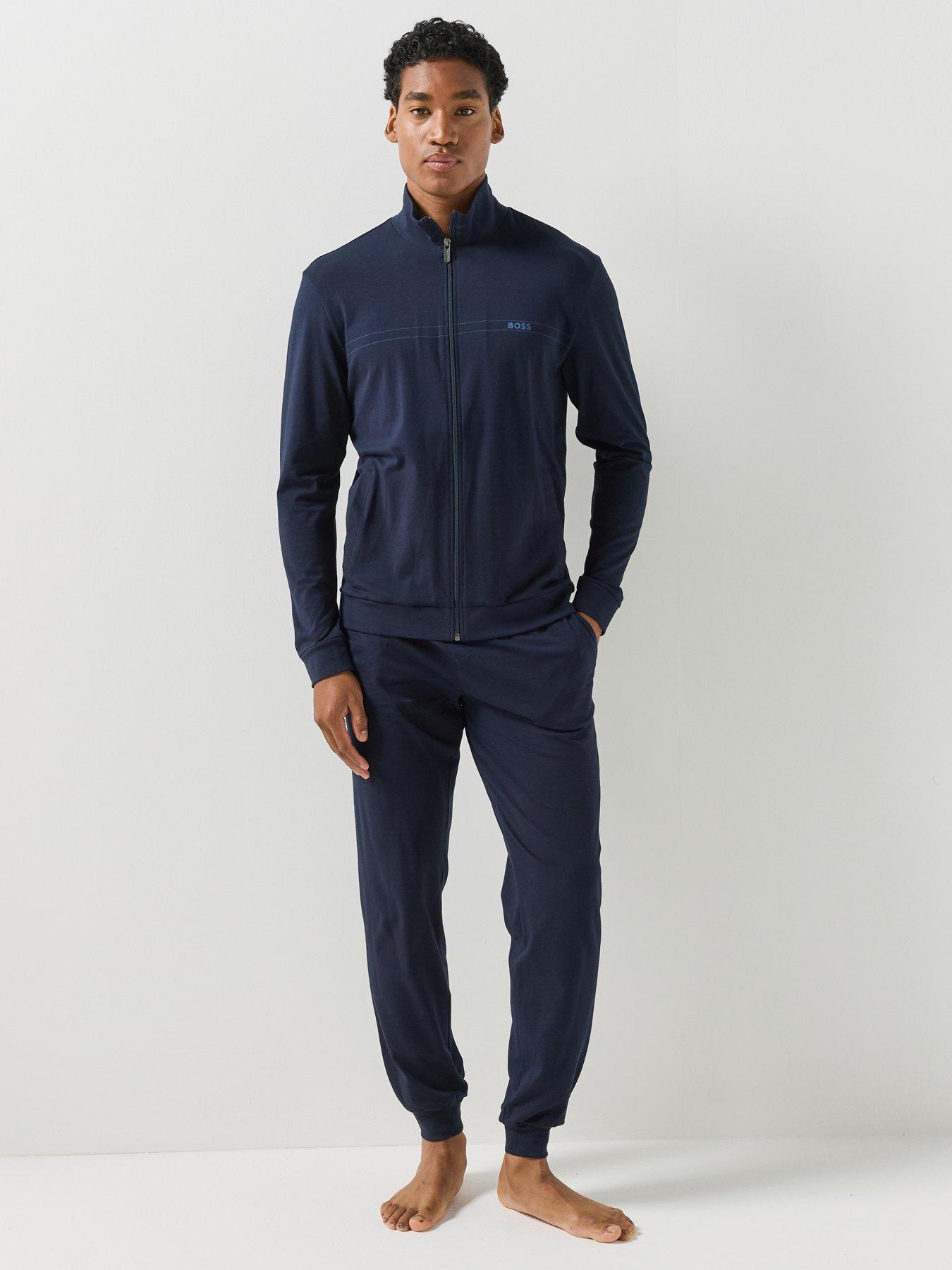 Image 1 of 5 of BOSS Mens 365 Zip Through Stretch Pyjama Set - Blue