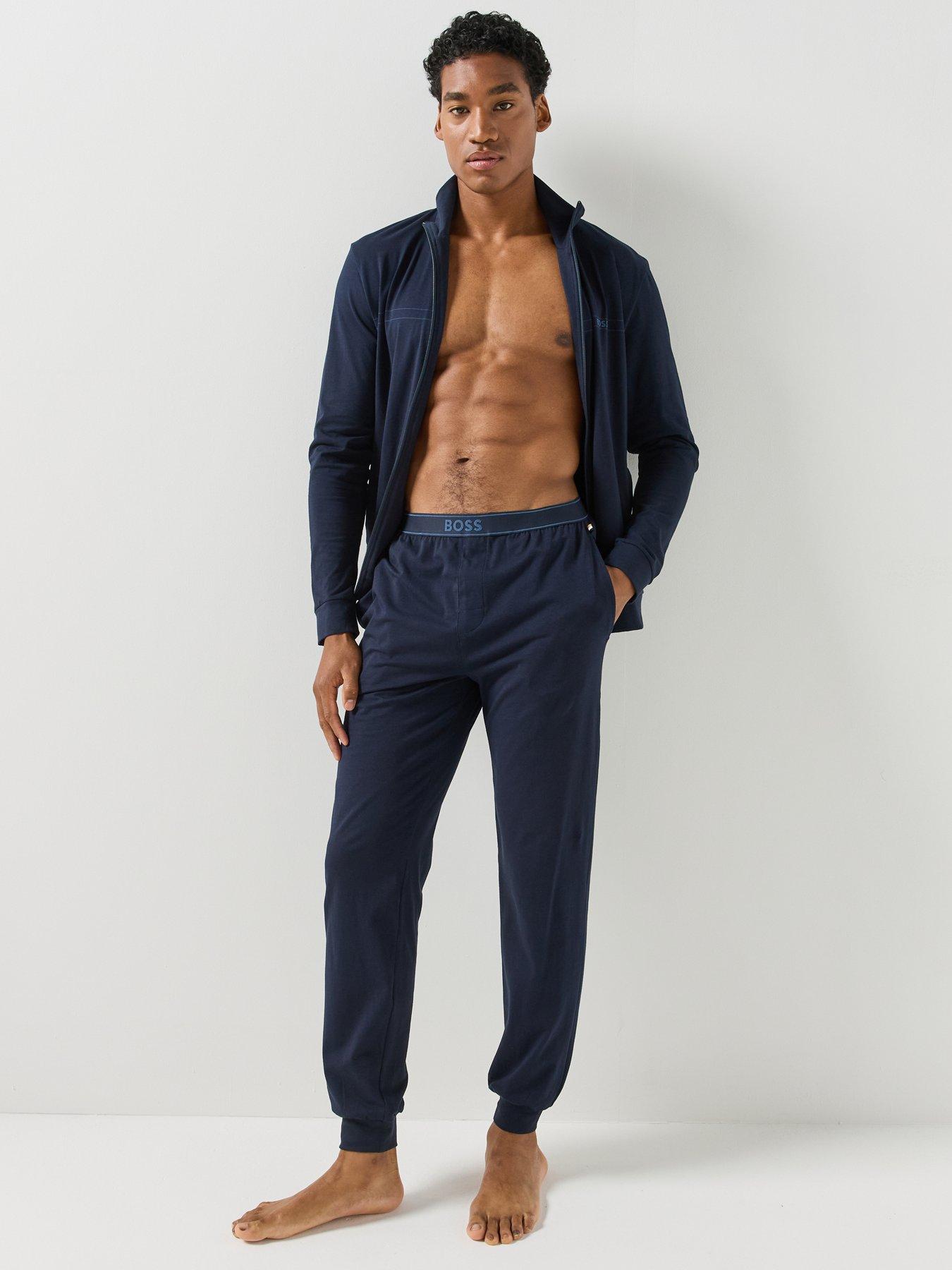 Image 3 of 5 of BOSS Mens 365 Zip Through Stretch Pyjama Set - Blue