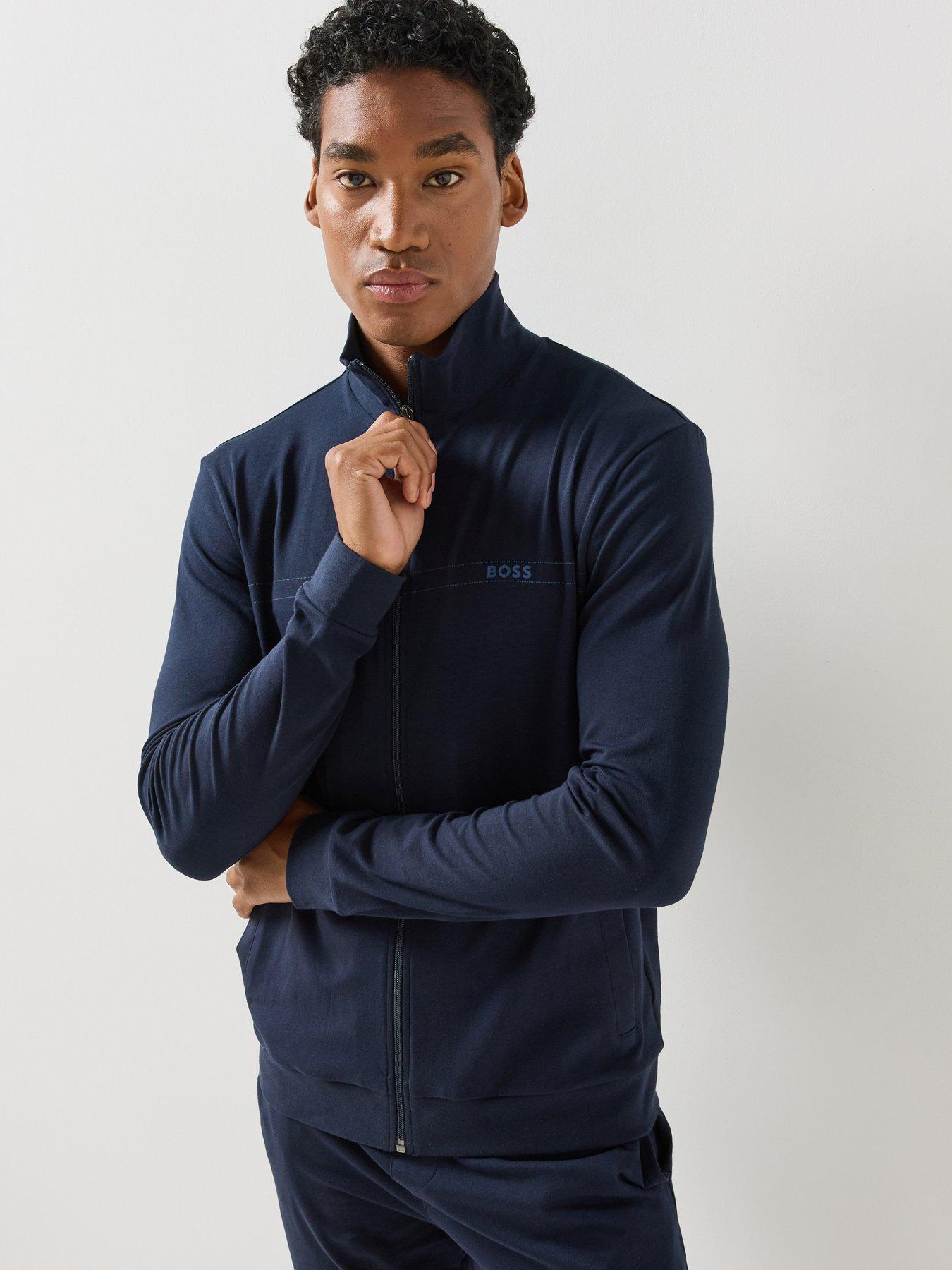Image 4 of 5 of BOSS Mens 365 Zip Through Stretch Pyjama Set - Blue