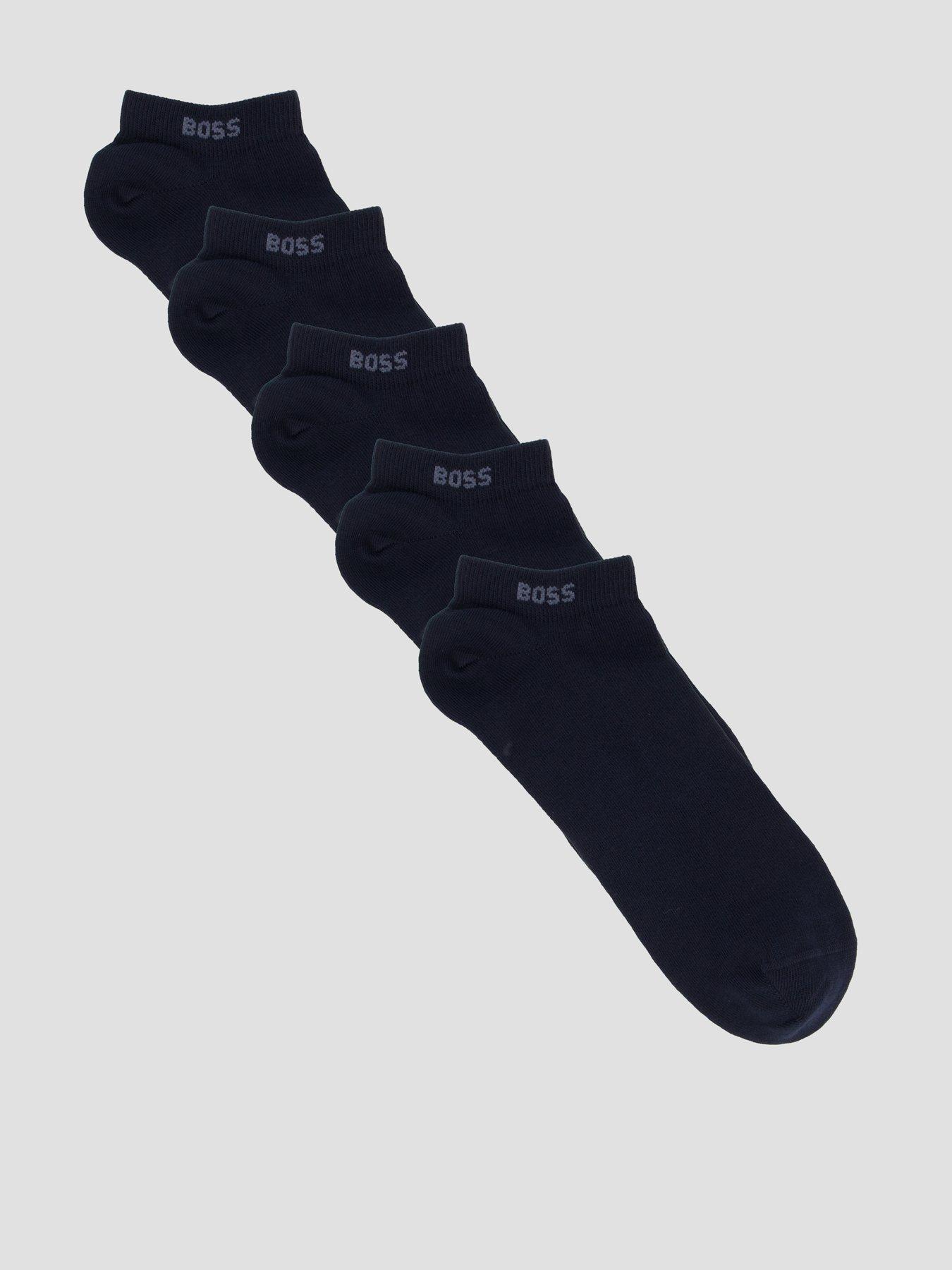 Image 1 of 3 of BOSS 5 Pack Short Cotton Crew Socks - Navy