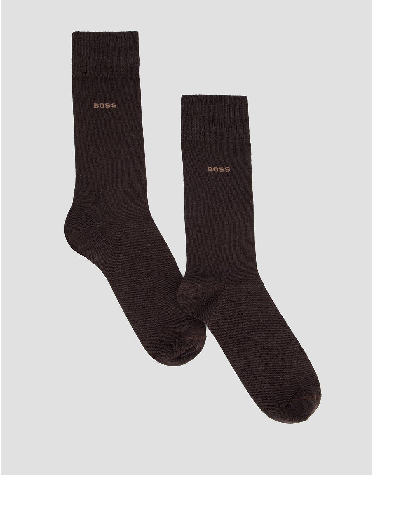 BOSS Boss 2 Pack Small Logo Cotton Crew Socks - Brown