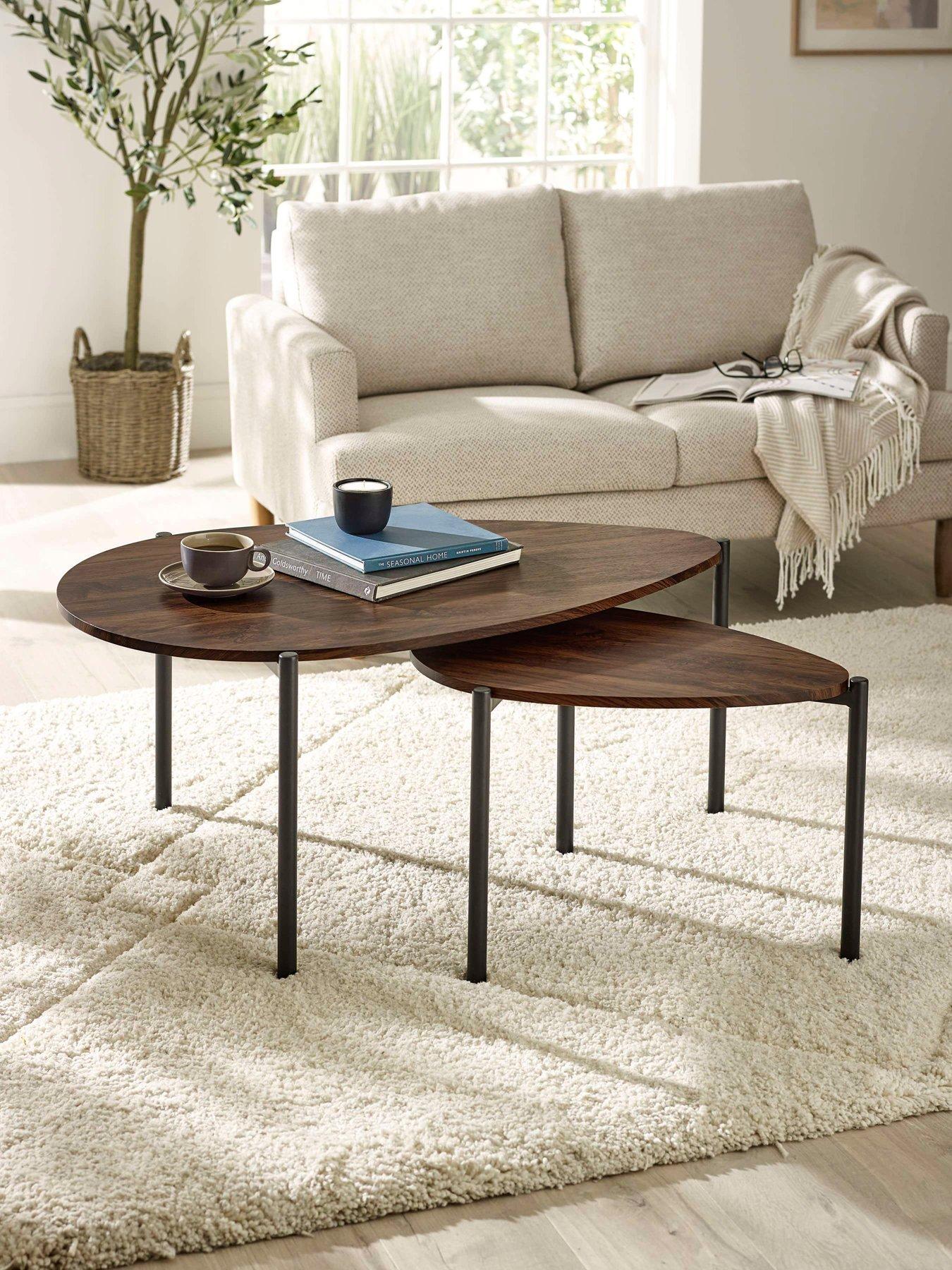 Julian Bowen Lorette Teardrop Nesting Coffee Tables - Walnut