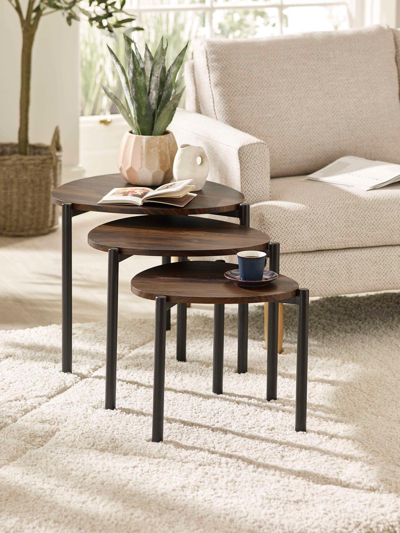 Julian Bowen Lorette Teardrop Nest Of Side Tables - Walnut