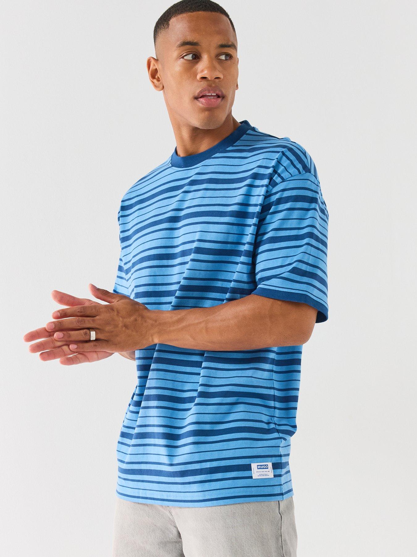 Image 1 of 5 of HUGO Nistripe Loose Fit T-Shirt - Blue