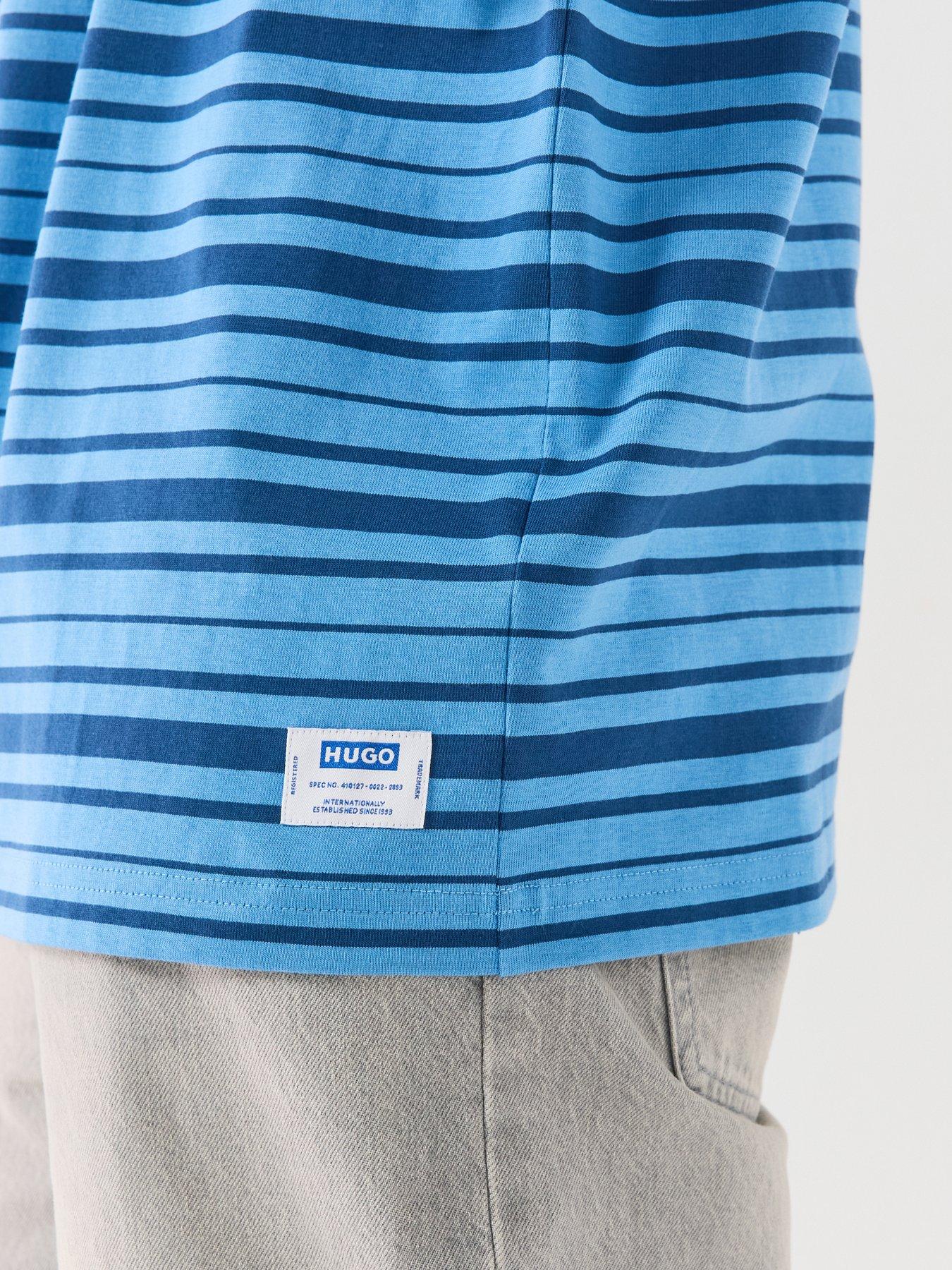 Image 4 of 5 of HUGO Nistripe Loose Fit T-Shirt - Blue