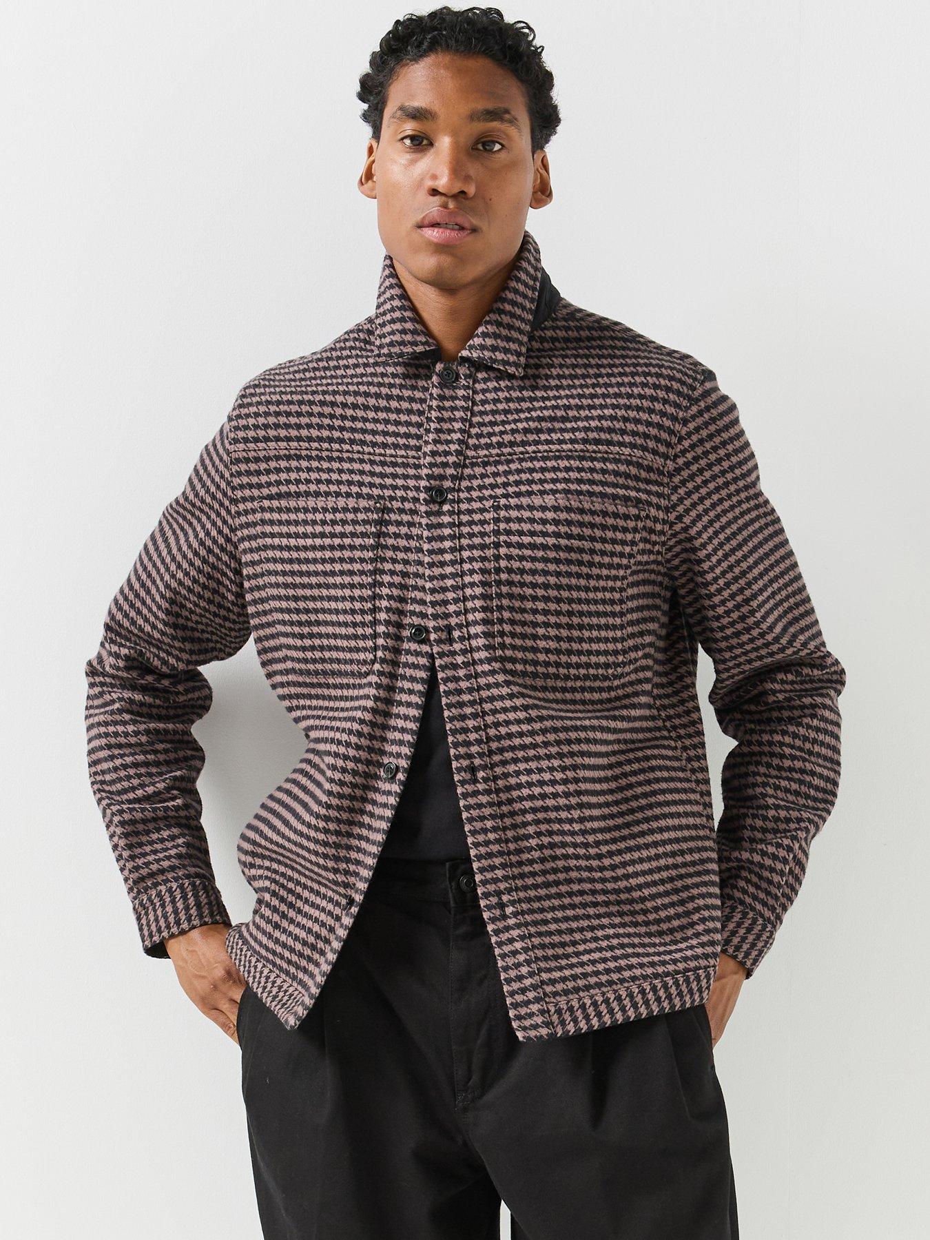 Image 1 of 6 of HUGO Mens Regular Fit Checked Overshirt - Brown