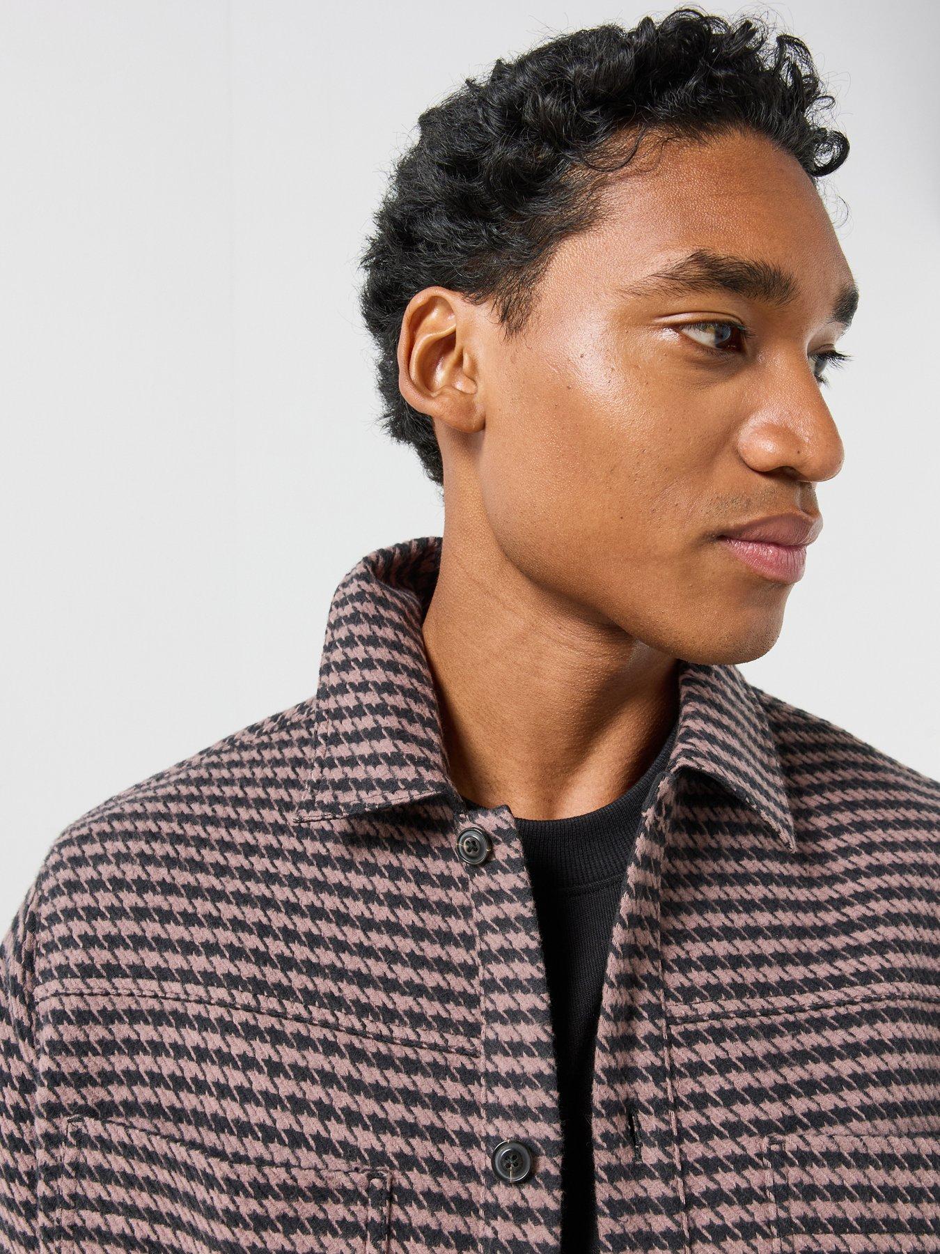 Image 4 of 6 of HUGO Mens Regular Fit Checked Overshirt - Brown