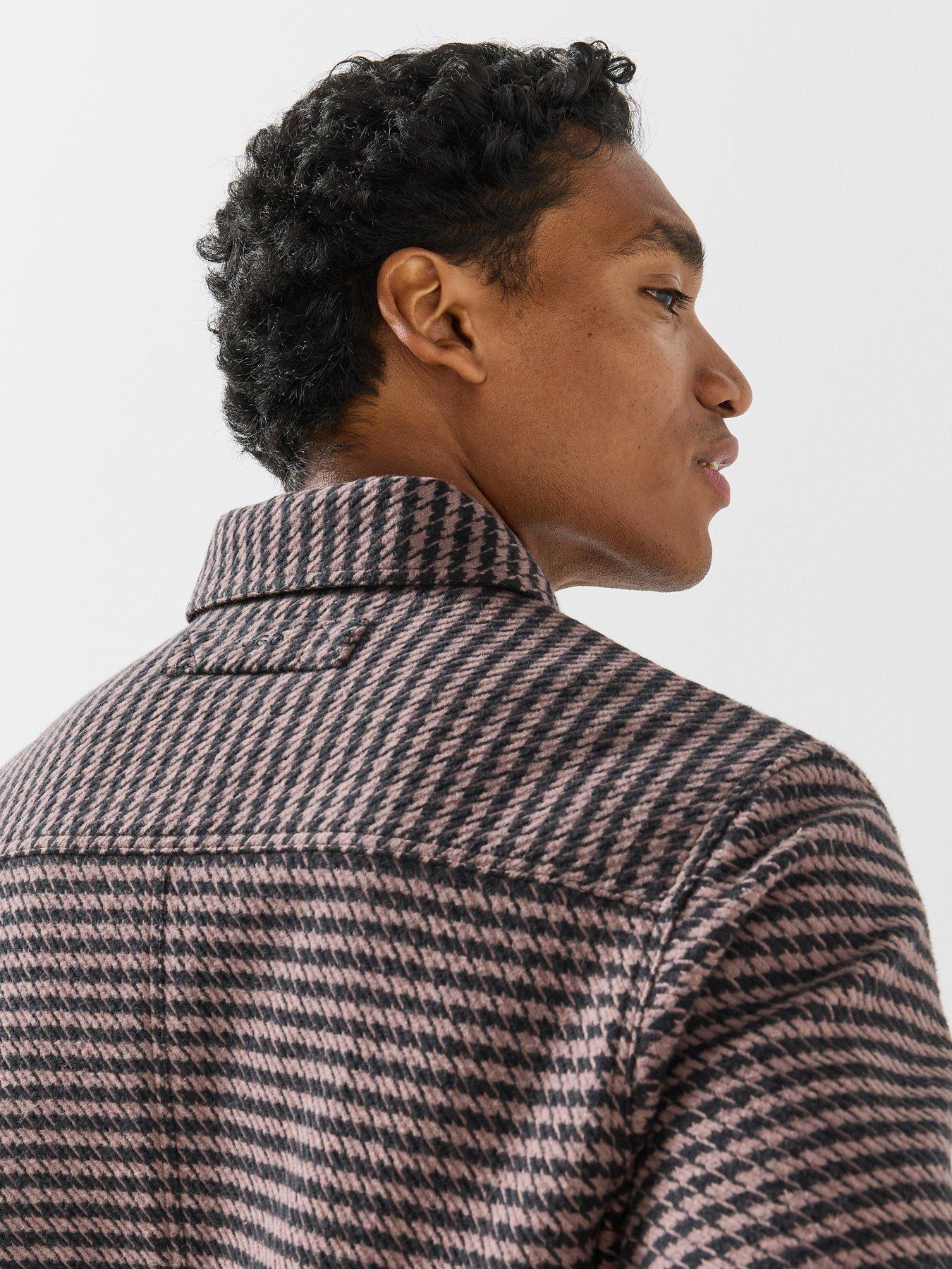 Image 5 of 6 of HUGO Mens Regular Fit Checked Overshirt - Brown