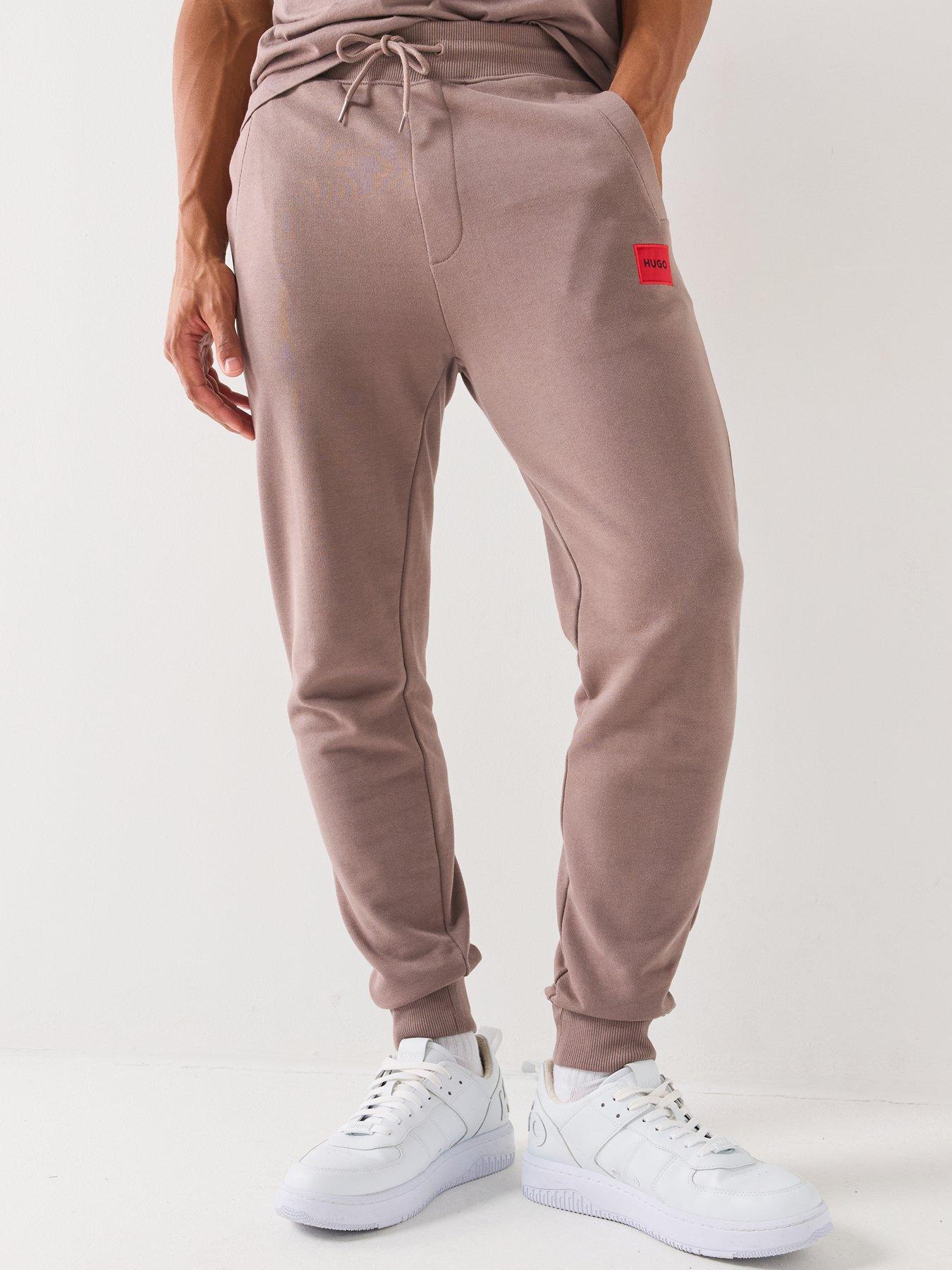 HUGO Doak212 Red Patch Logo Cuff Joggers - Brown