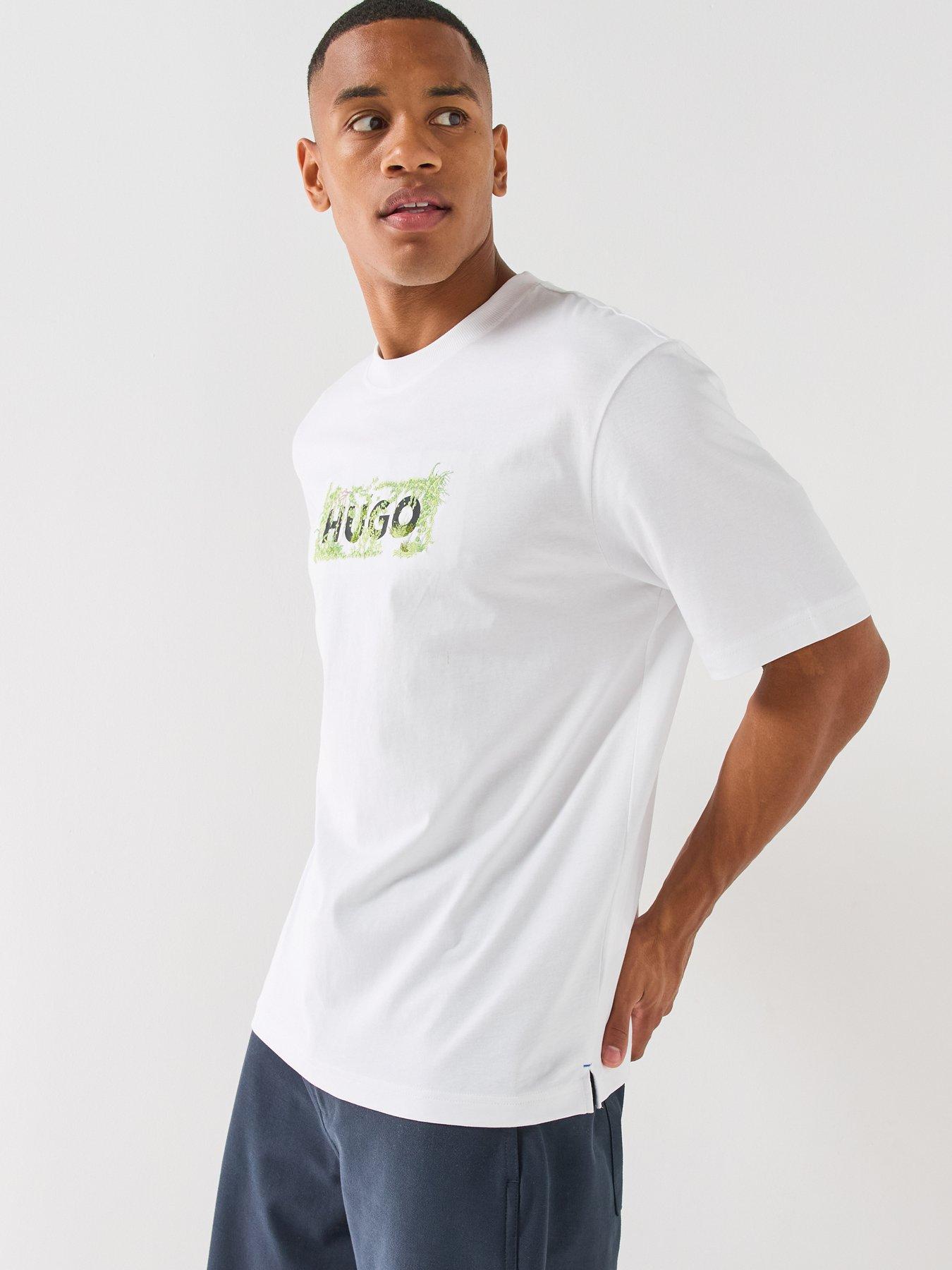 Image 4 of 6 of HUGO Blue Niviotee Regular Fit T-Shirt - White