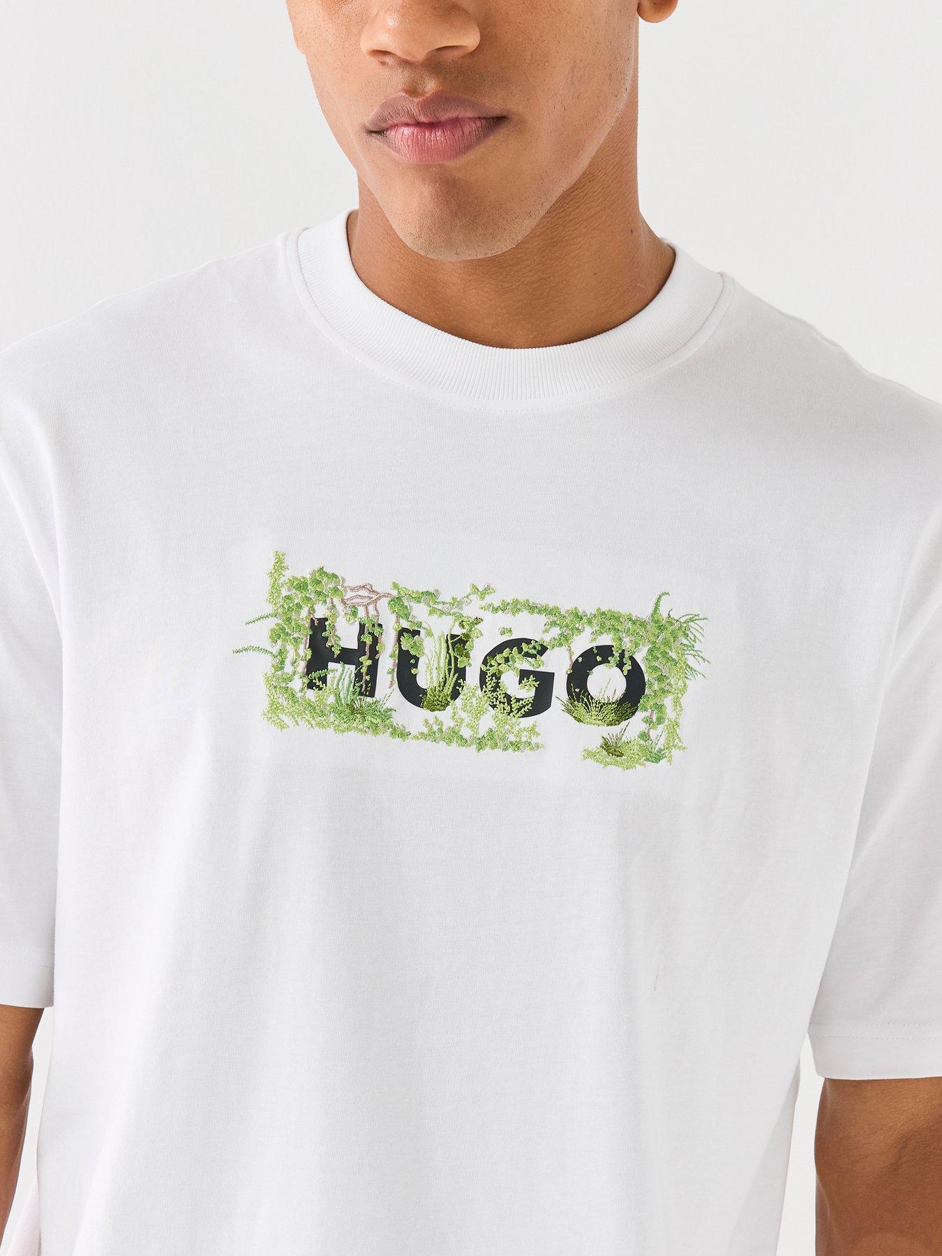 Image 5 of 6 of HUGO Blue Niviotee Regular Fit T-Shirt - White