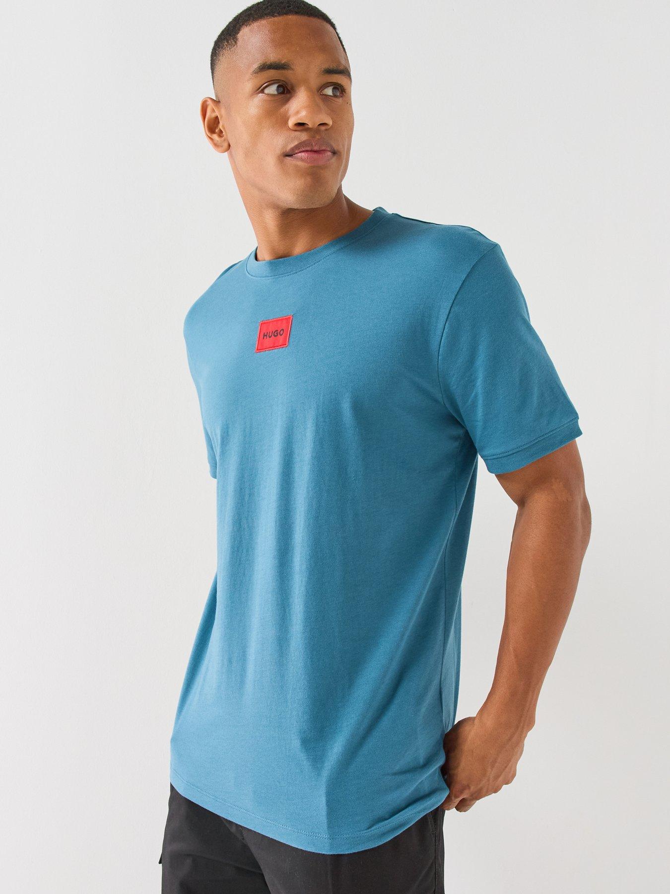 HUGO Diragolino212 Regular Fit Centre Patch Logo T-Shirt - Blue
