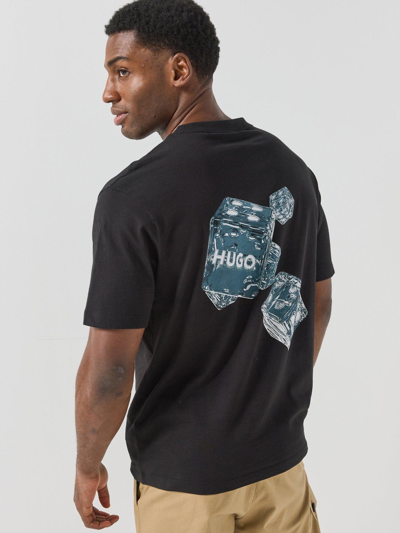 Image 1 of 6 of HUGO Doudi Dice Graphic Relaxed Fit T-Shirt - Black