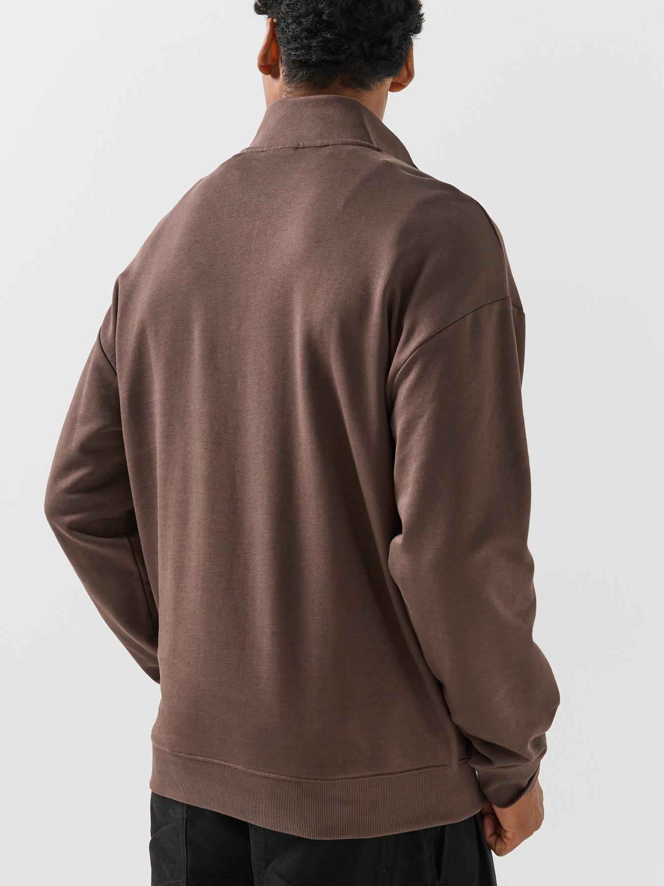 Image 5 of 5 of HUGO HUGO Mens Relaxed Fit Quarter Zip Sweatshirt - Brown