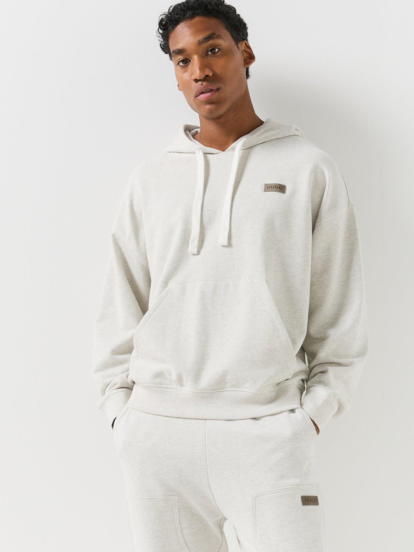 Image 1 of 6 of HUGO Blue Nimosod Loose Fit Hoodie - Light Grey
