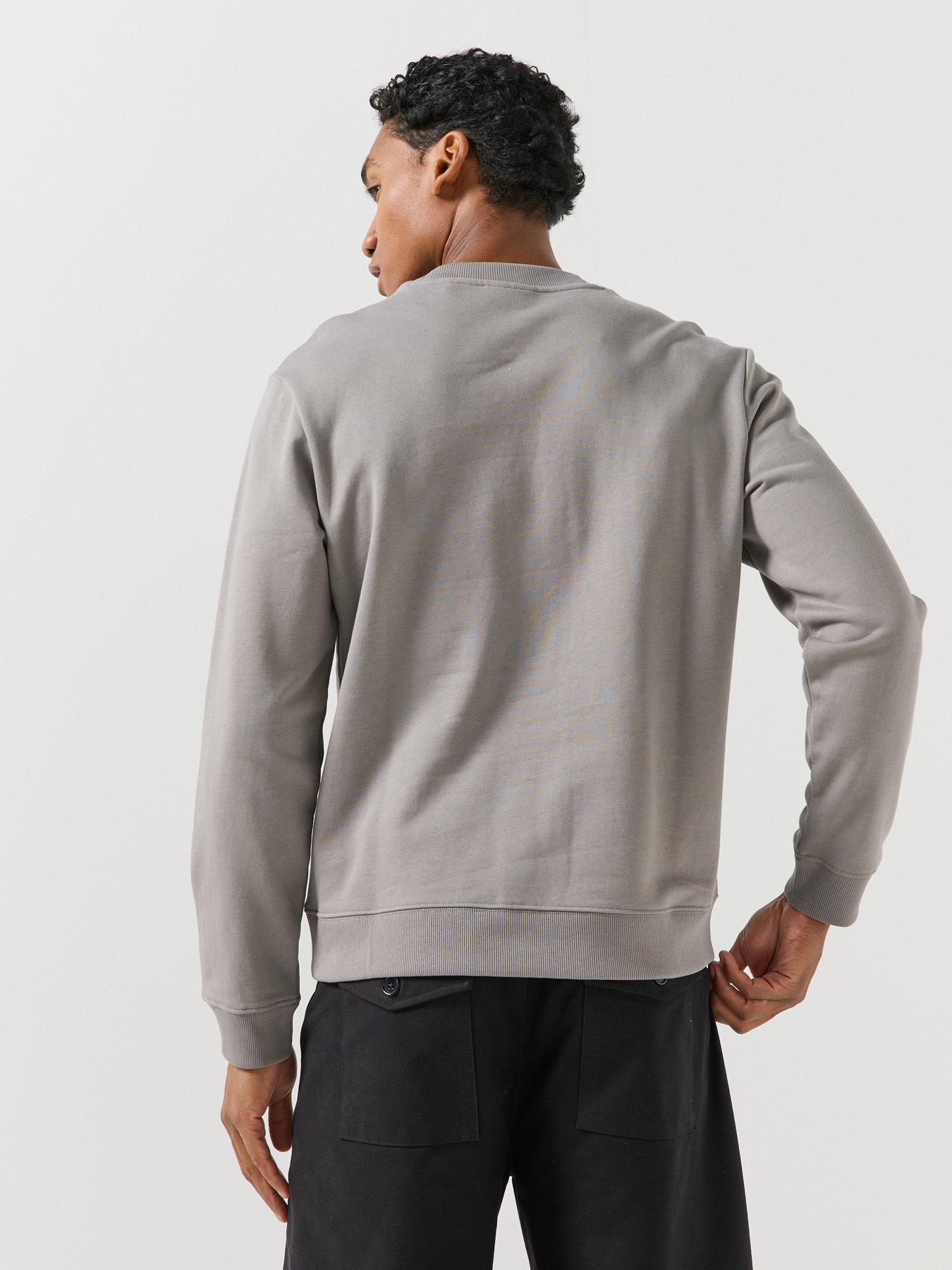 Image 2 of 6 of HUGO Hugo Mens Nespon Regular Fit Crew Neck Sweatshirt - Dark Grey