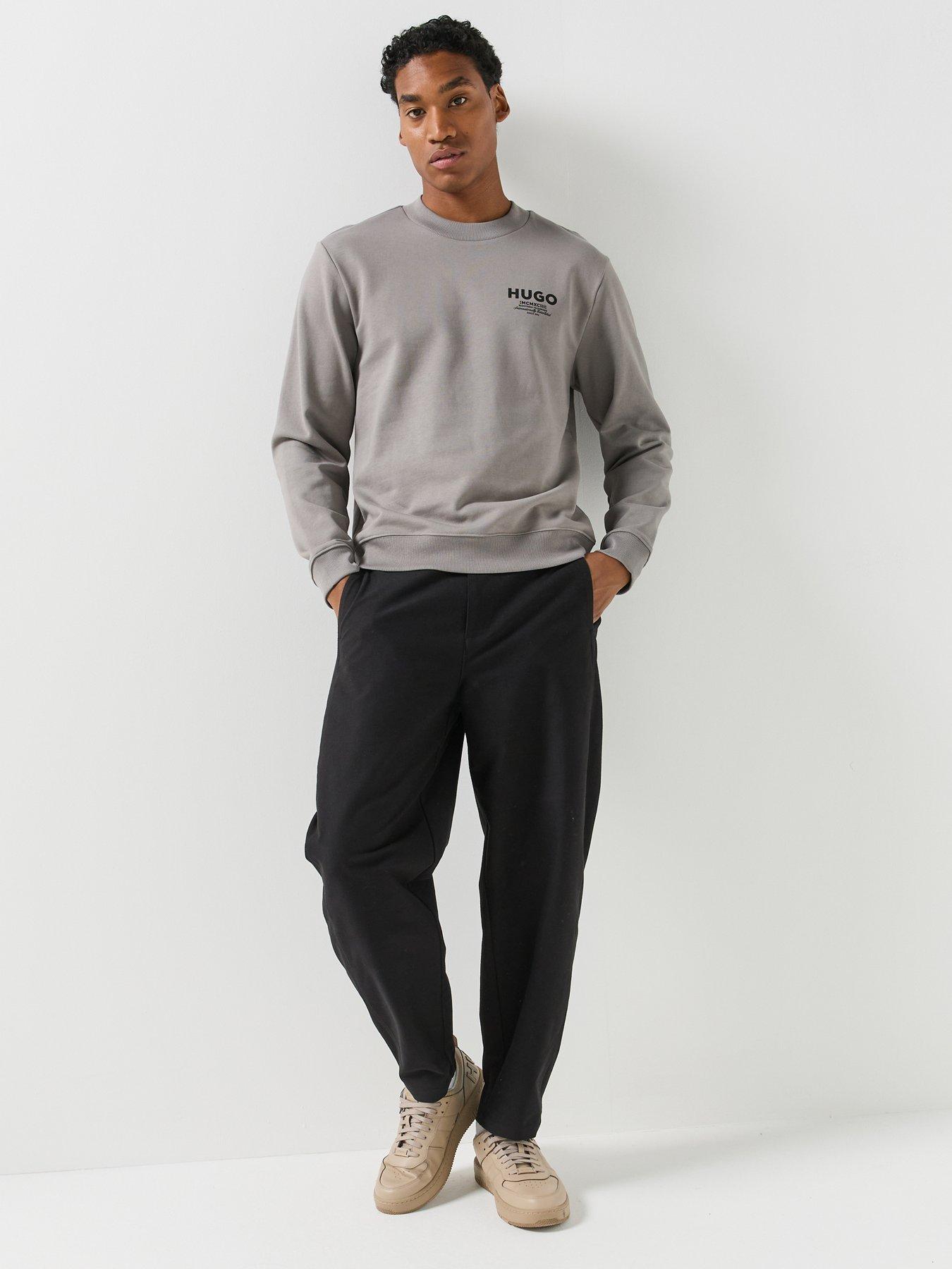 Image 6 of 6 of HUGO Hugo Mens Nespon Regular Fit Crew Neck Sweatshirt - Dark Grey