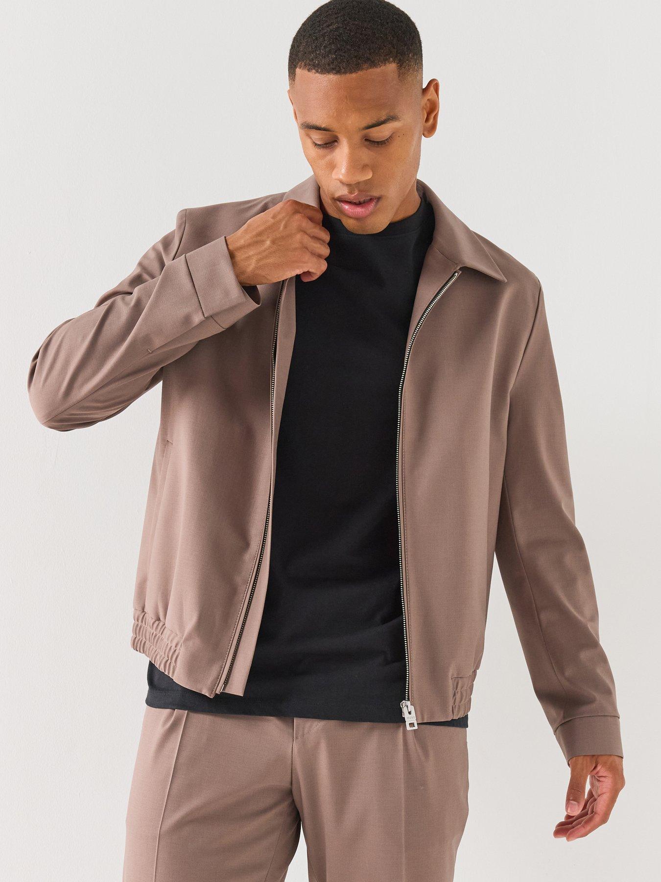 HUGO Hellys261X Smart Zip Through Overshirt - Brown