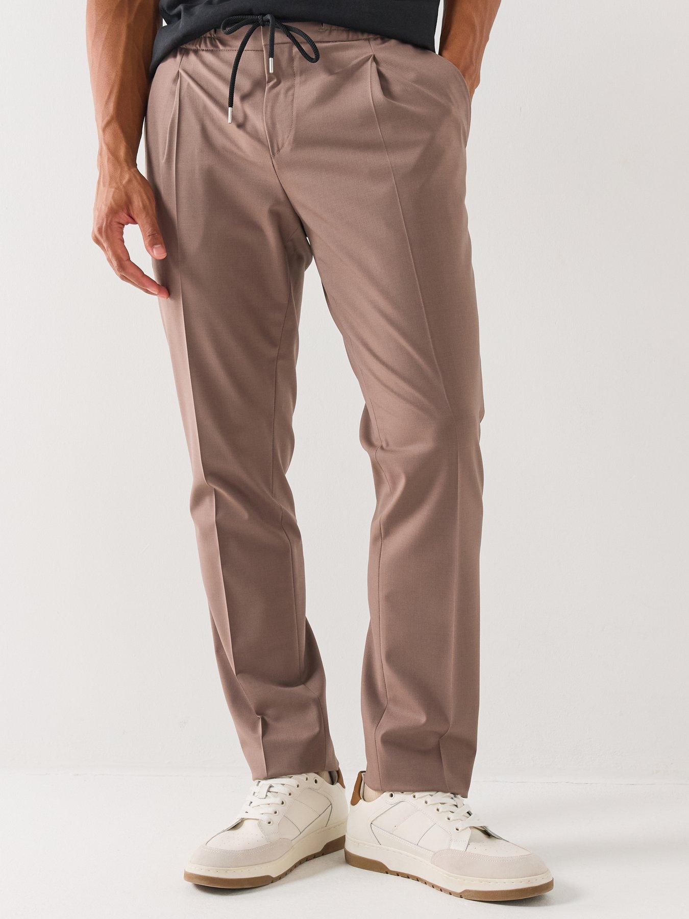 HUGO Getlin251F3 Elasticated Waist Slim Fit Smart Trousers - Brown