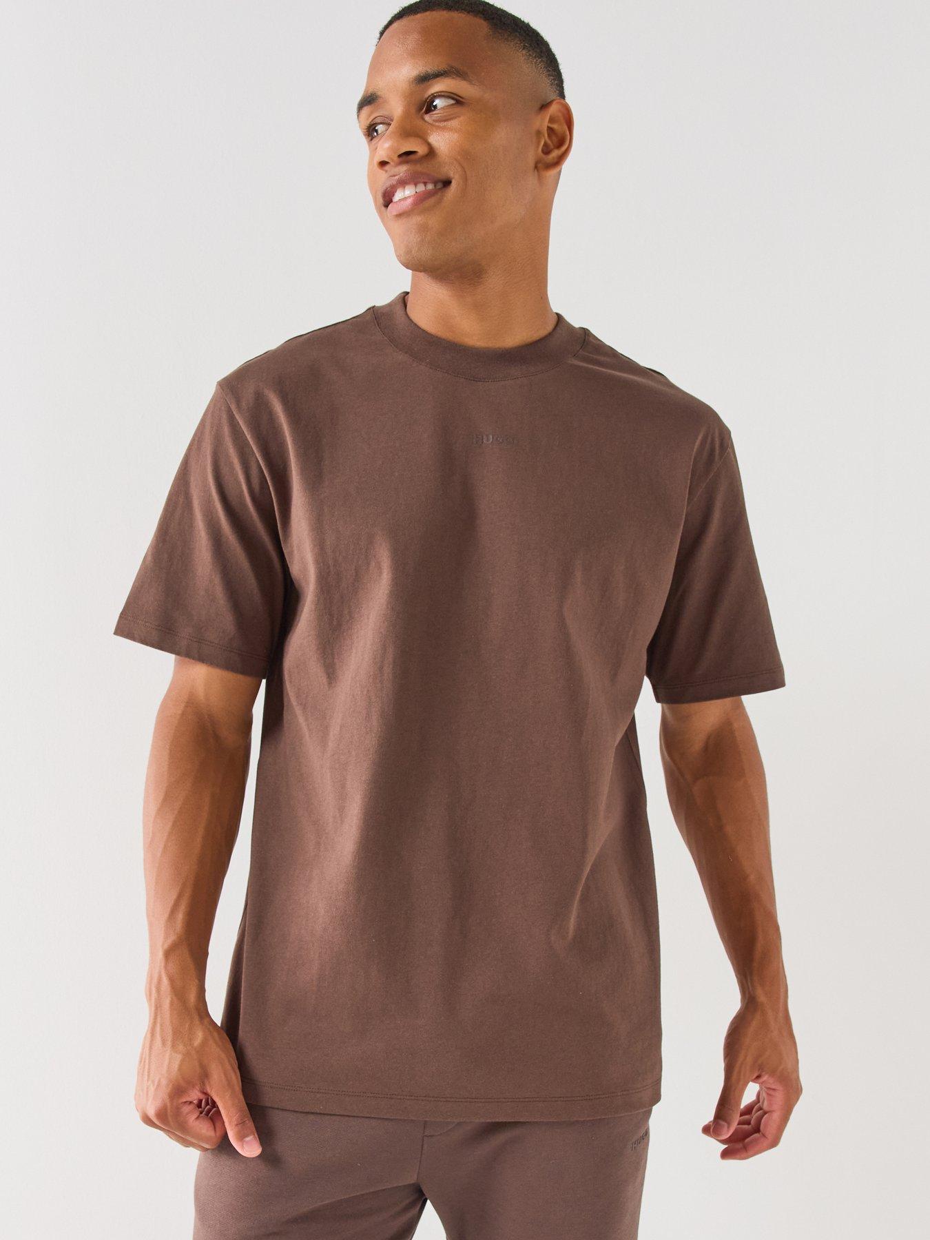 HUGO Dapolino Centre Logo Relaxed Fit T-Shirt - Brown