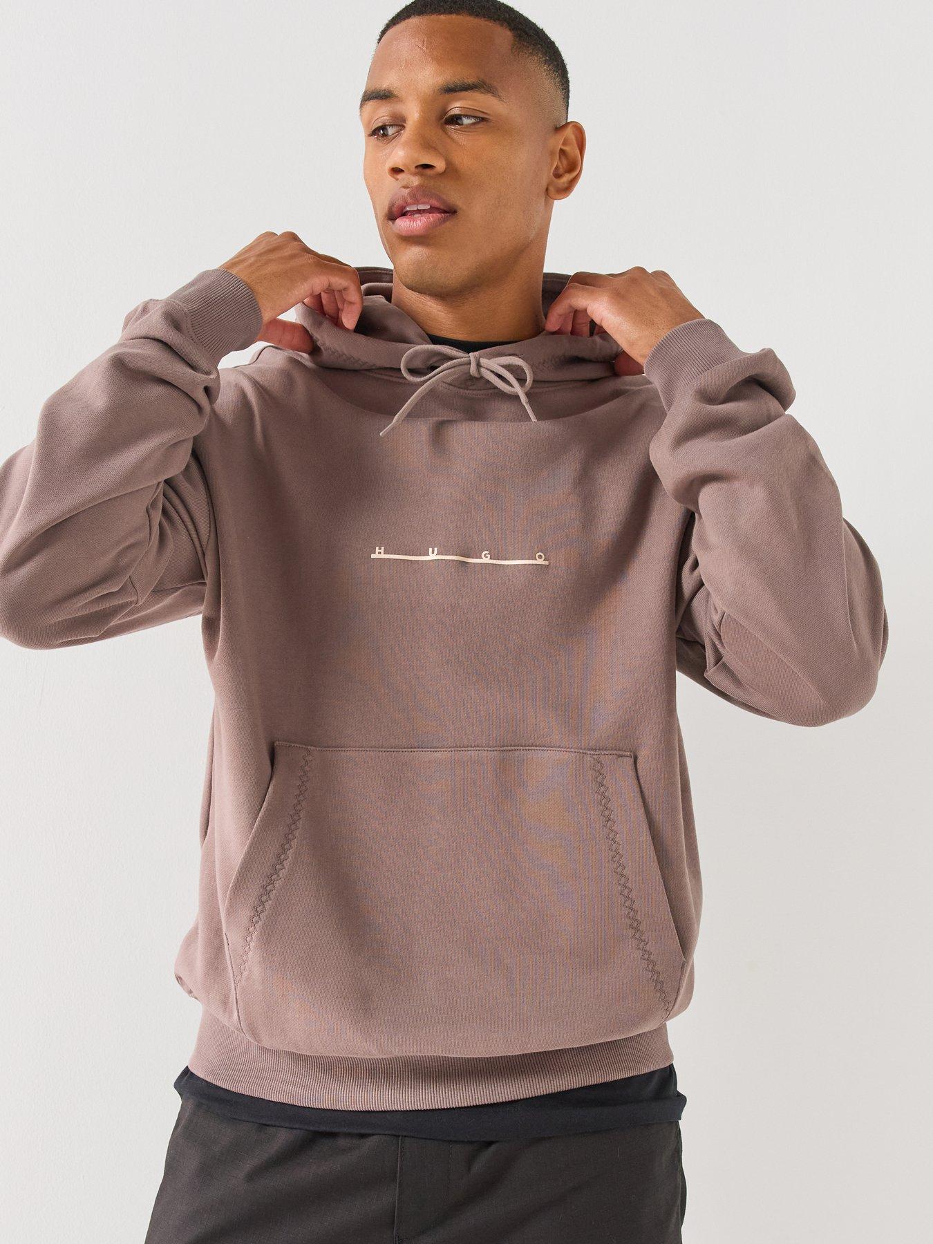 HUGO Datrihood Vintage Car Linear Logo Overhead Hoodie - Brown