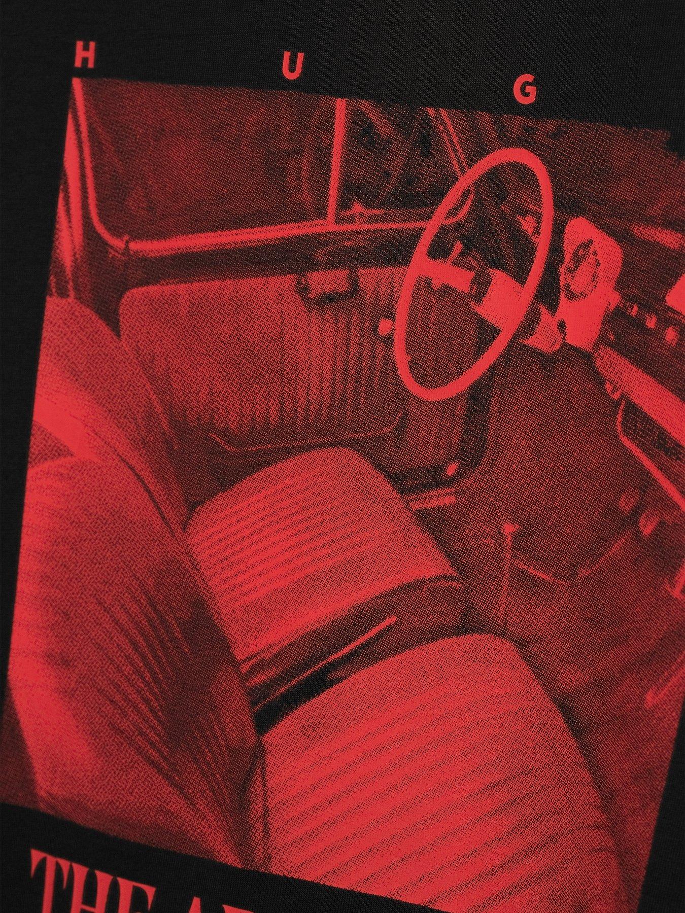 Image 4 of 5 of HUGO Dikems Car Interior Graphic Relaxed Fit T-Shirt - Black
